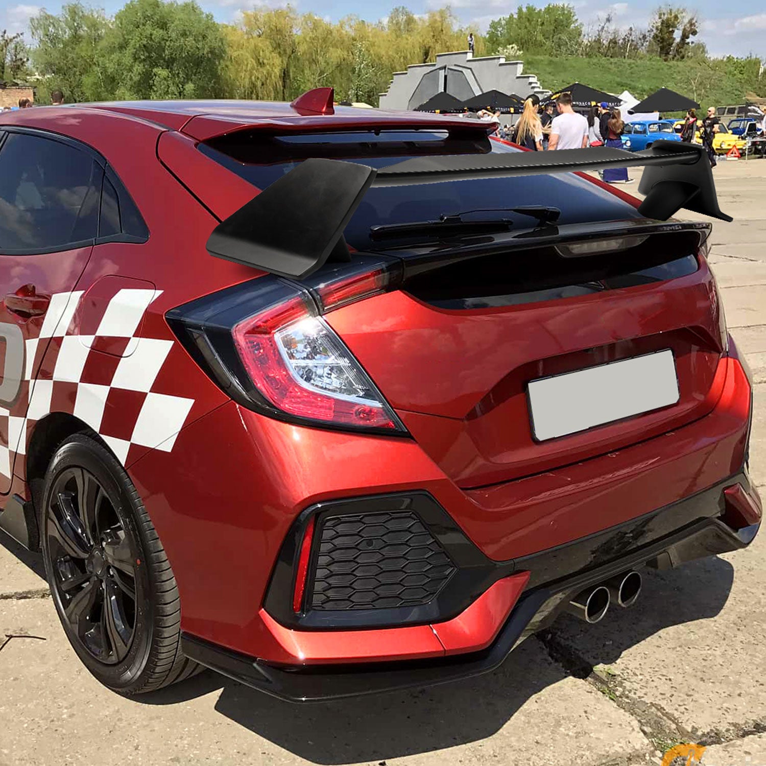 2016-2021 Honda Civic Sedan Black ABS TR Style Rear Spoiler Wing