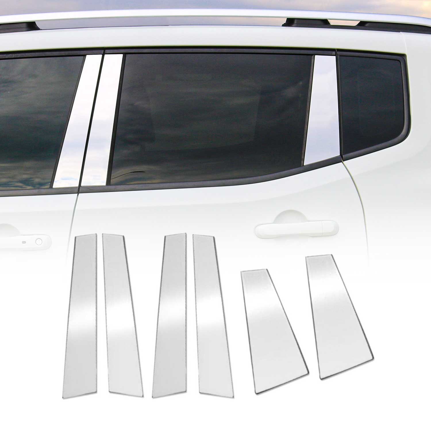 2017-2026 Jeep Compass Window B Pillar Posts Door Trim Cover Stainless Steel Silver 6x