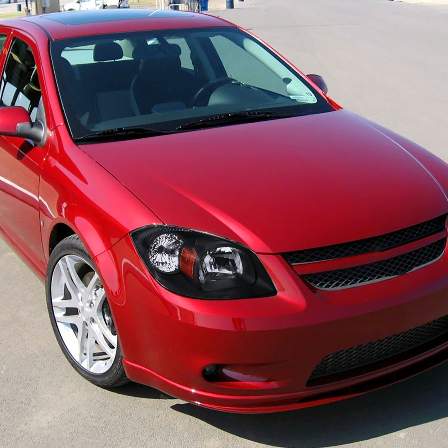 2005-2010 Chevy Cobalt Pontiac Pursuit Factory Crystal Headlights Matt Black