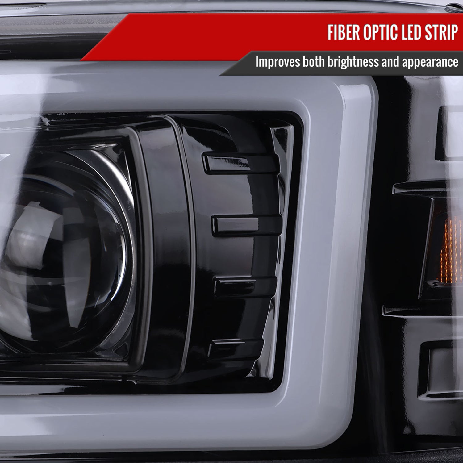 2000-2006 GMC Sierra/Denali/Yukon LED Strip Projector Headlights Black/Smoke