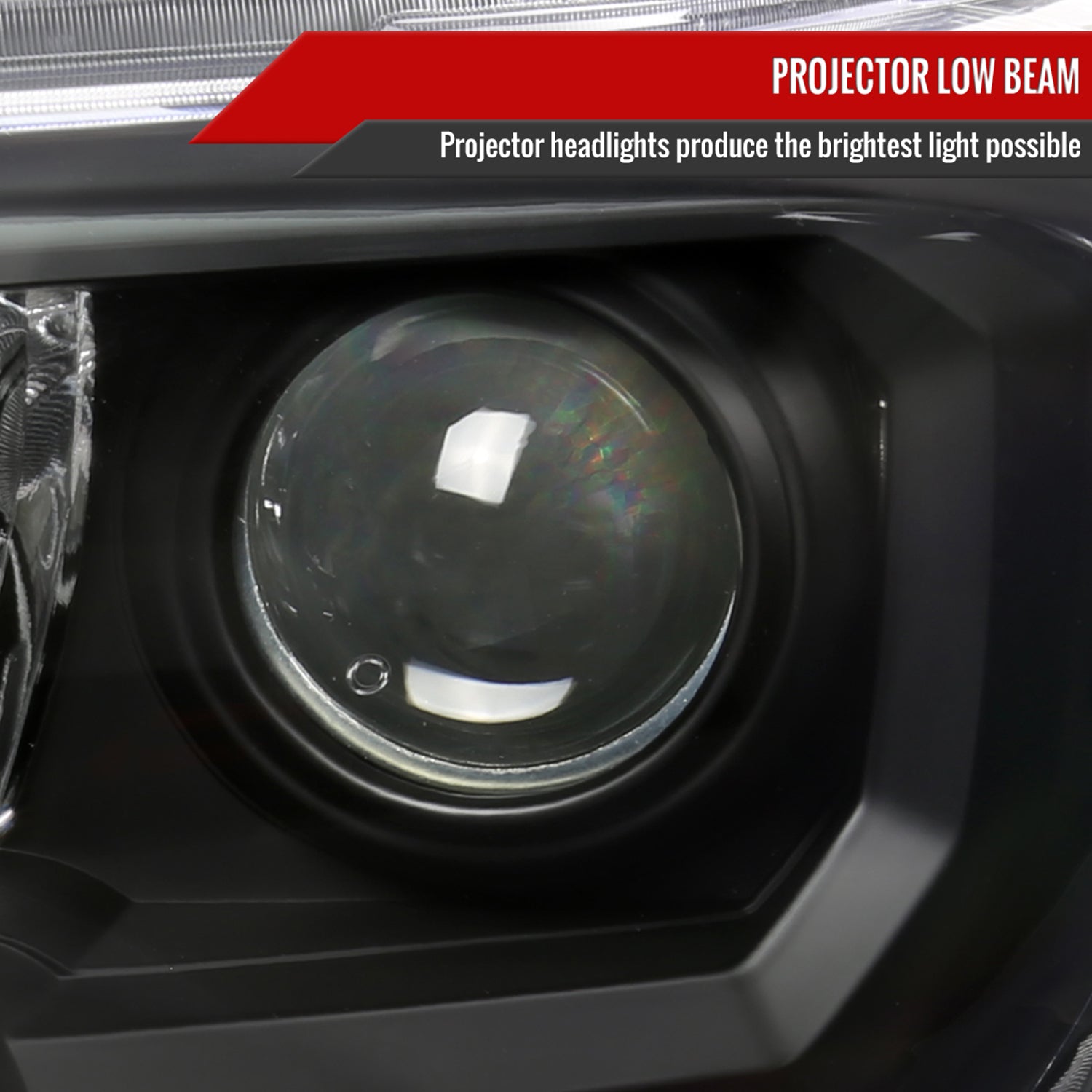 2016-2023 Toyota Tacoma Projector Headlights Amber Reflectors Matt Black/Clear