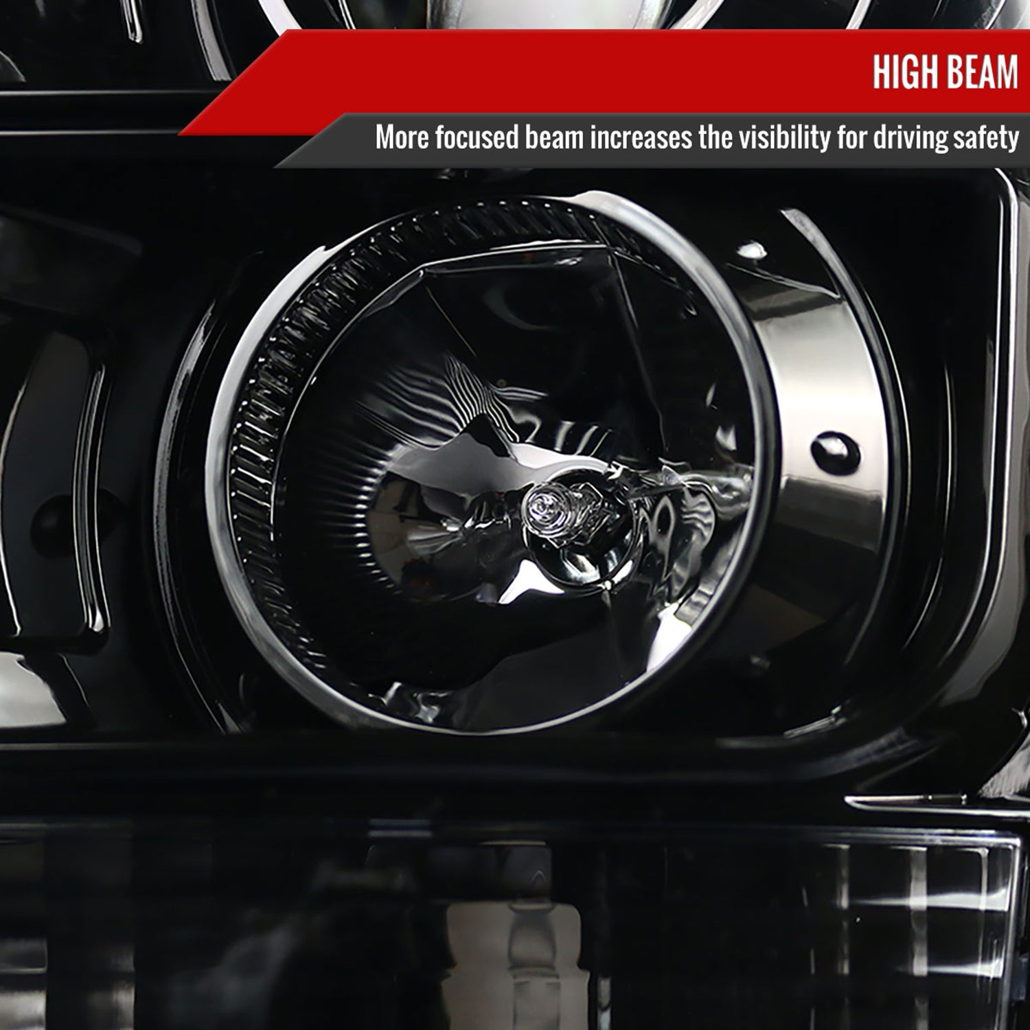 2011-2016 F-250/350/450/550 LED C-Bar Projector Headlights Jet Black/Clear