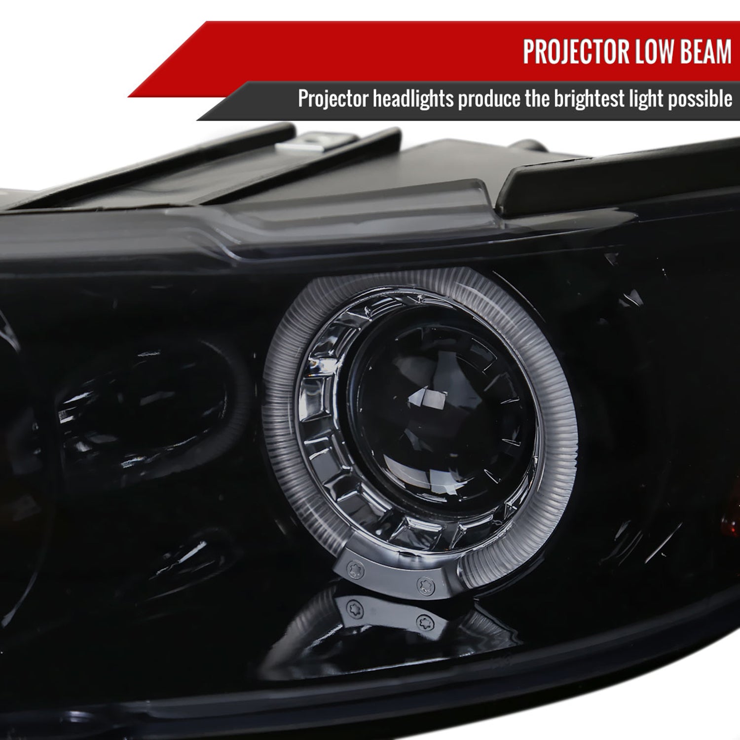 1997-2003 Pontiac Grand Prix Dual Halo Projector Headlights Glossy Black/Smoke