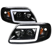 1997-2004 Ford F-150 / 1997-2002 Expedition LED CBar Projector Headlights Black