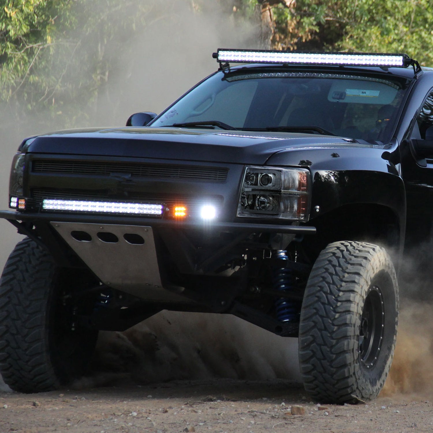 2007-2013 Chevy Silverado 1500 2500HD 3500HD Dual LED C-Bar Headlights Smoke