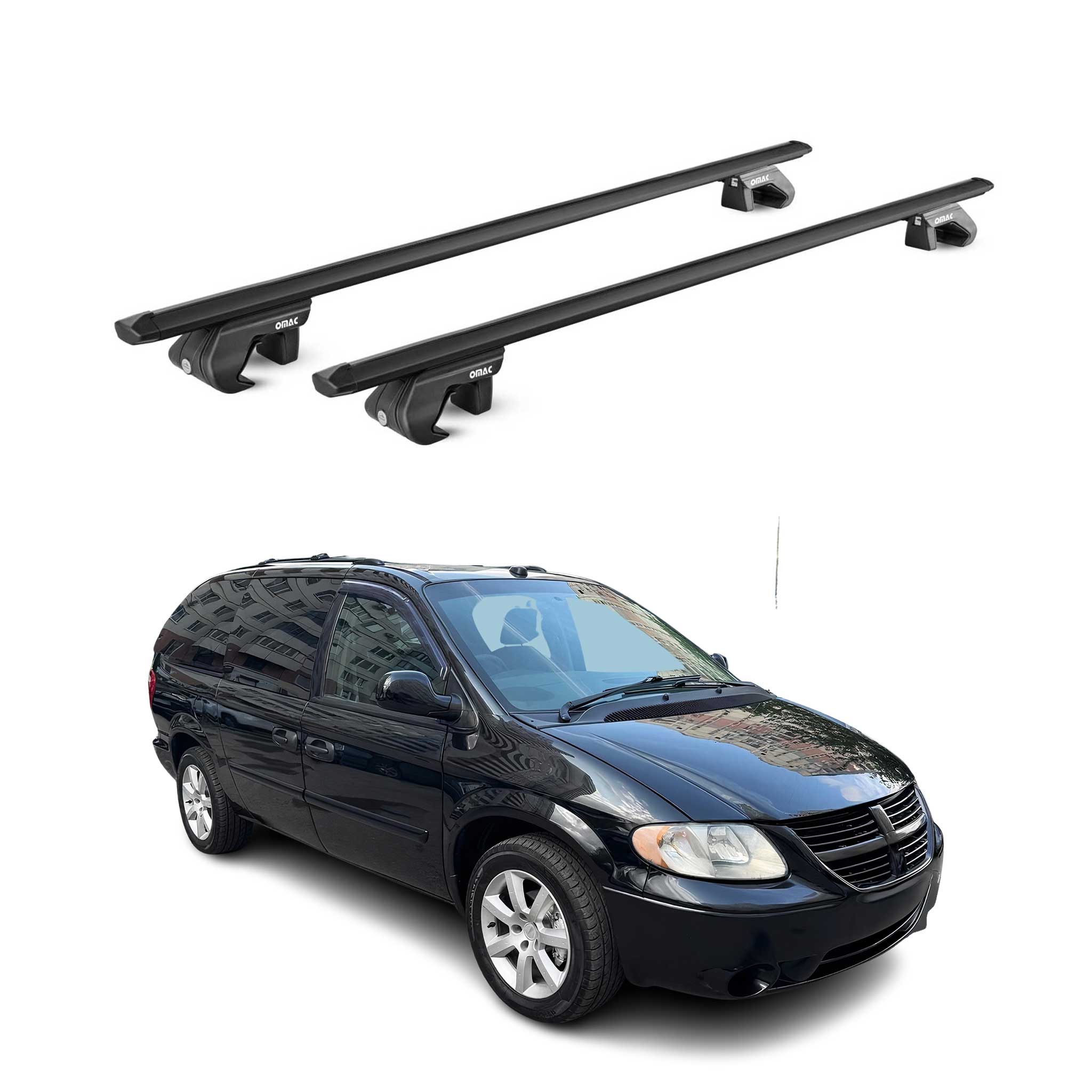 2001-2007 Dodge Grand Caravan Roof Rack Cross Bars Black Luggage Carrier 2 Pcs