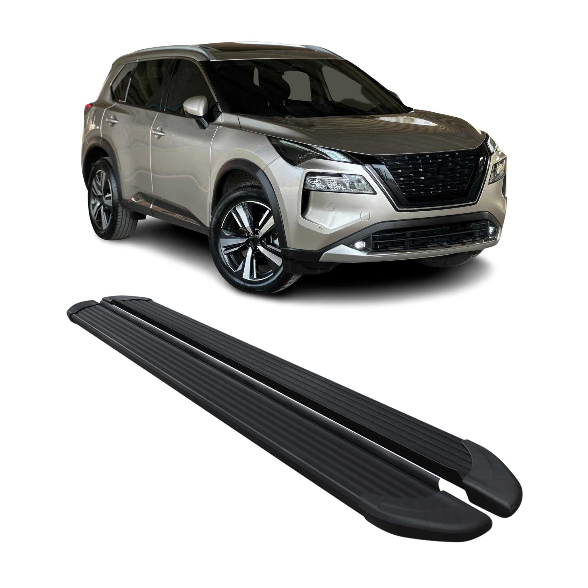 2021-2026 Nissan Rogue Side Step Nerf Bars Running Boards Black Alu