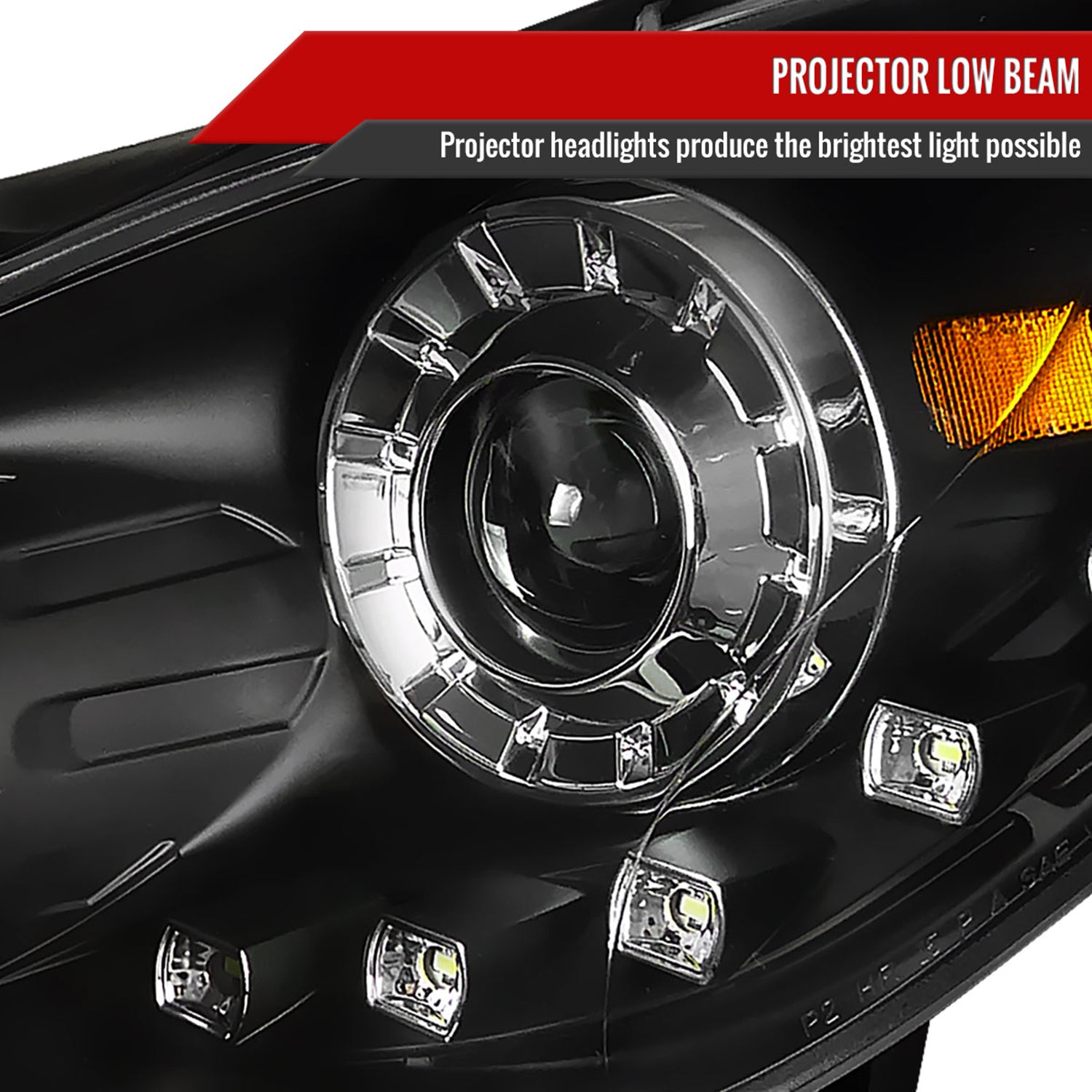 2011-2014 Hyundai Sonata Projector Headlights SMD LED Light Strip Matt Black