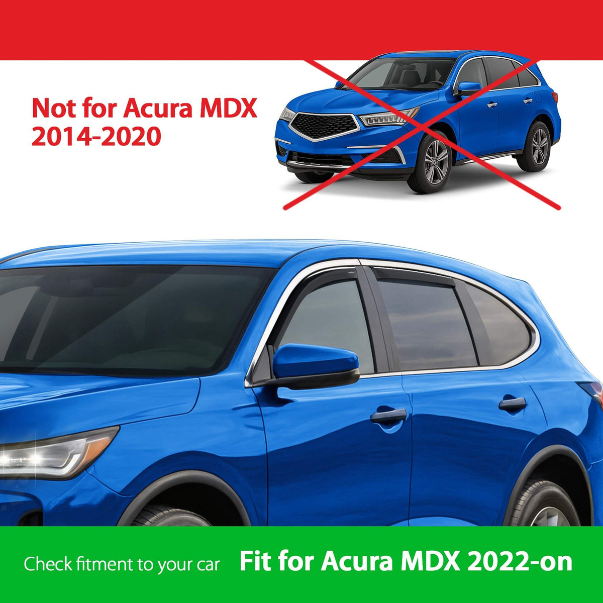 Goodyear Wind Deflectors for Acura MDX 2022-2026 In-channel Premium Smoke 4Pcs