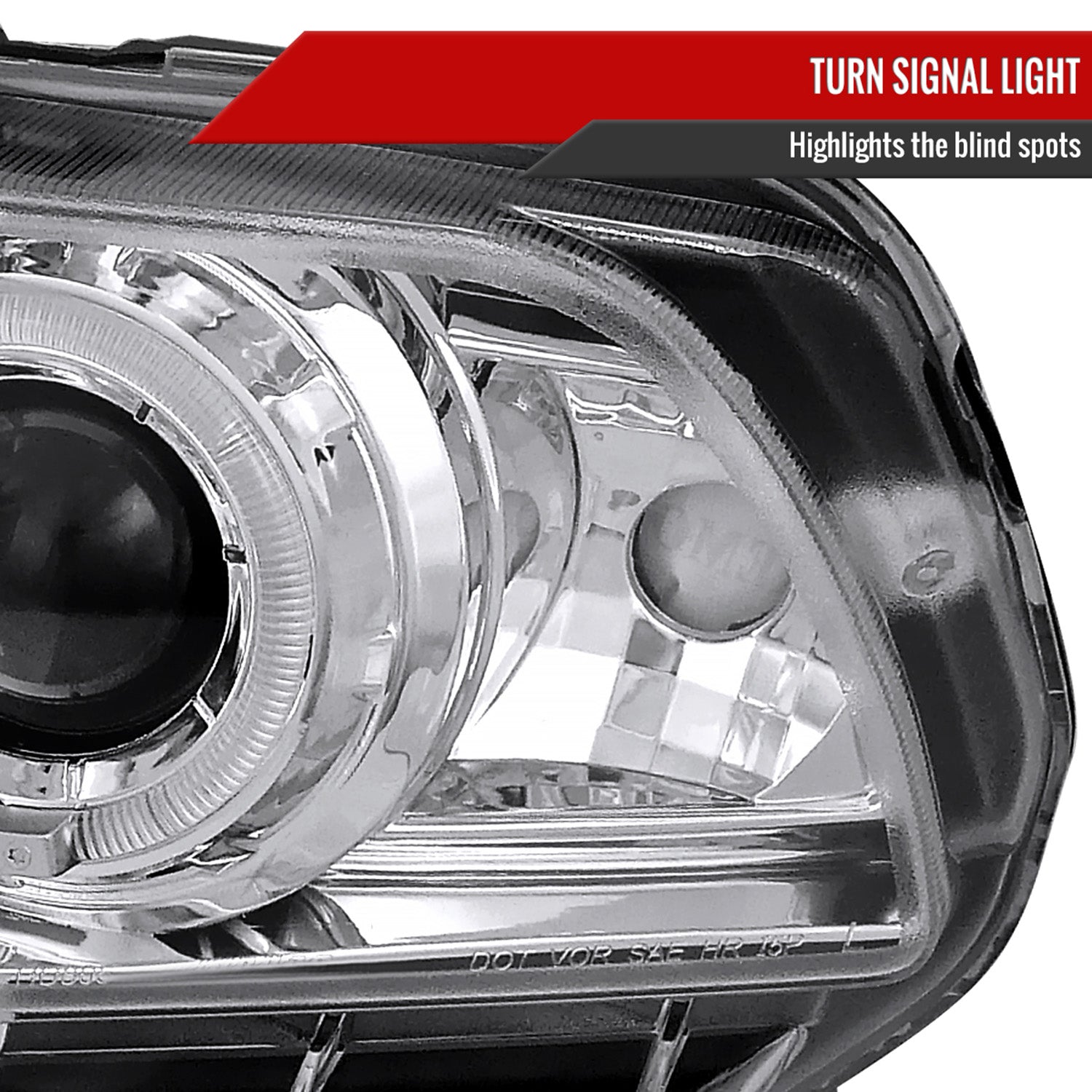 2010-2014 Ford Mustang Dual Halo Projector Headlights Chrome/Clear Lens