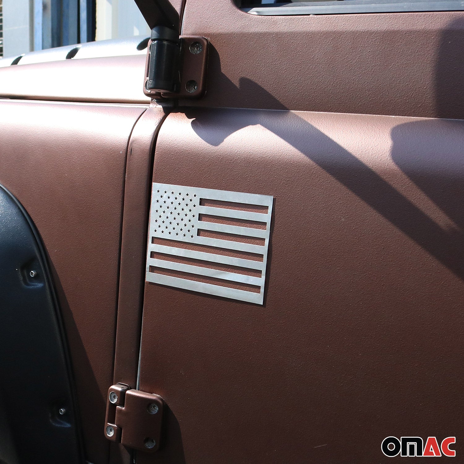US American Flag 4 Pack Brushed Chrome Decal Car Sticker Emblem Stainless Steel