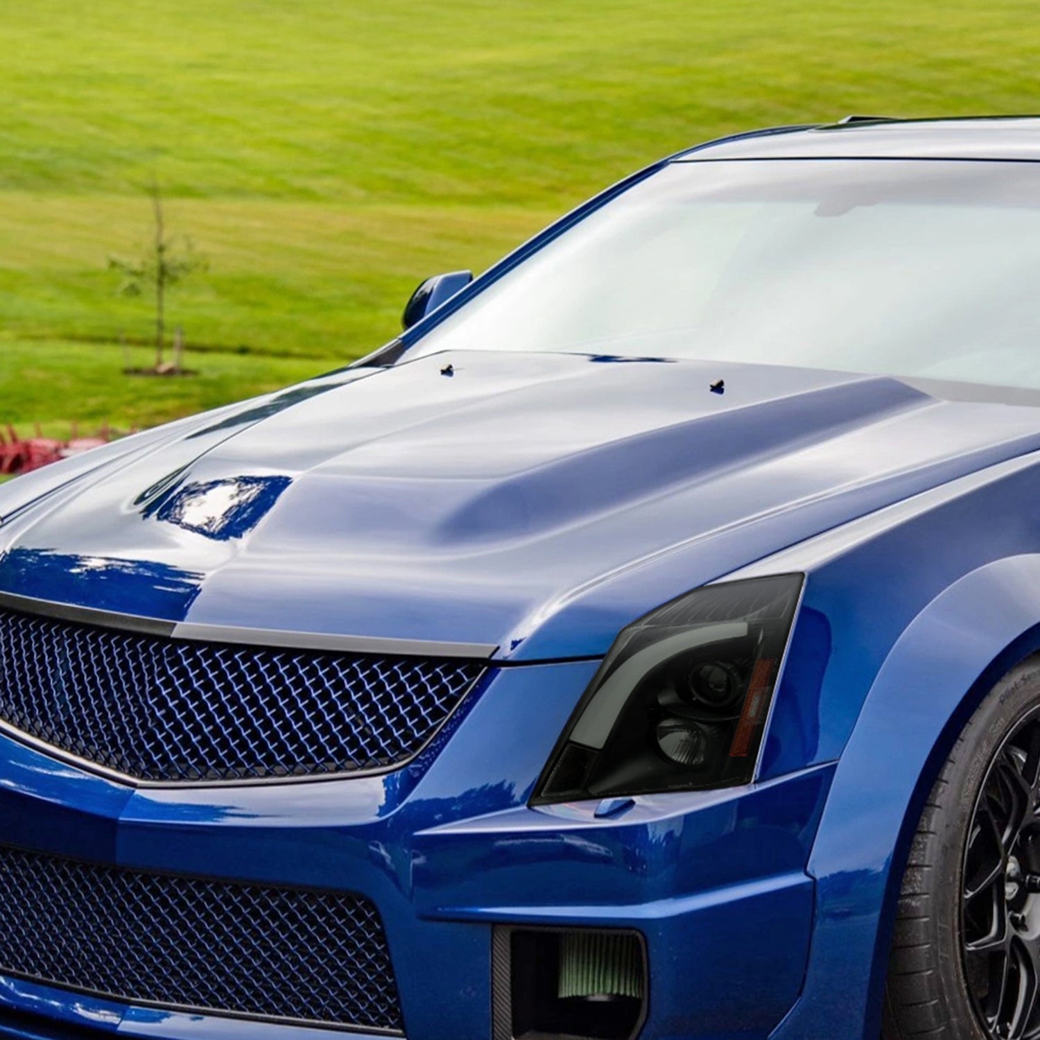 2008-2014 Cadillac CTS Sequential LED Bar Projector Headlights Matt Smoke