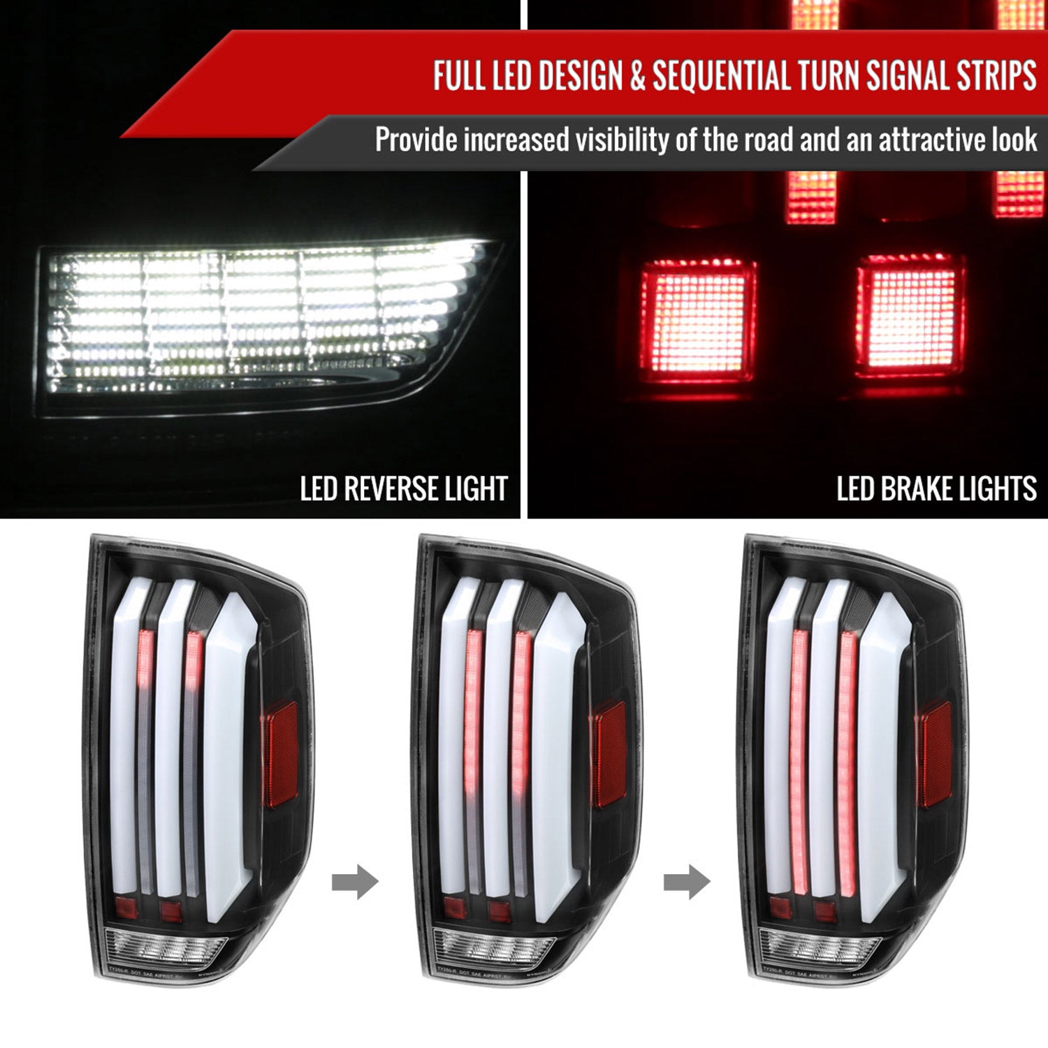 2014-2021 Toyota Tundra Facelift Full LED Tail Lights Turn Signal Matt Black
