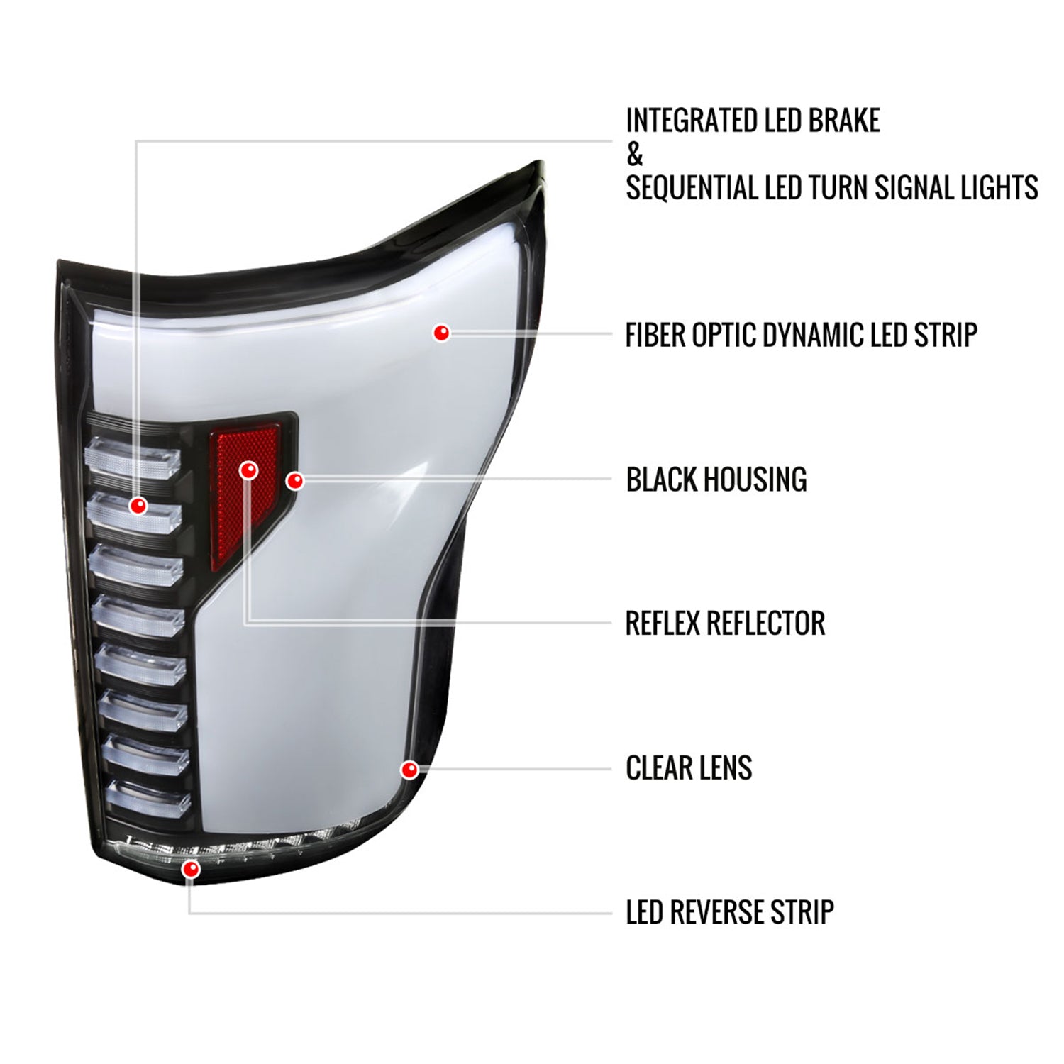 2018-2020 Ford F-150 Turn Signal Animated White LED Bar Tail Lights Matt Black