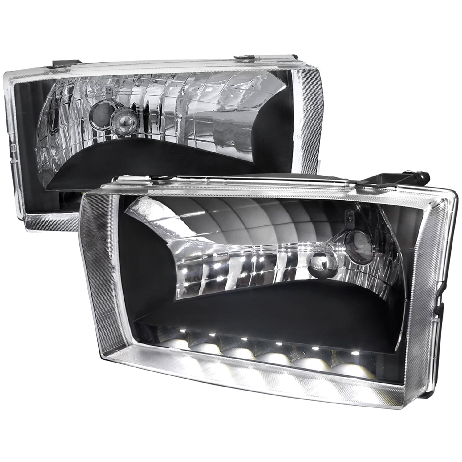 1999-2004 Ford F-250/350/450/550/Excursion Factory Headlights LED Light Black
