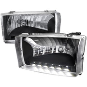 1999-2004 Ford F-250/350/450/550/Excursion Factory Headlights LED Light Black