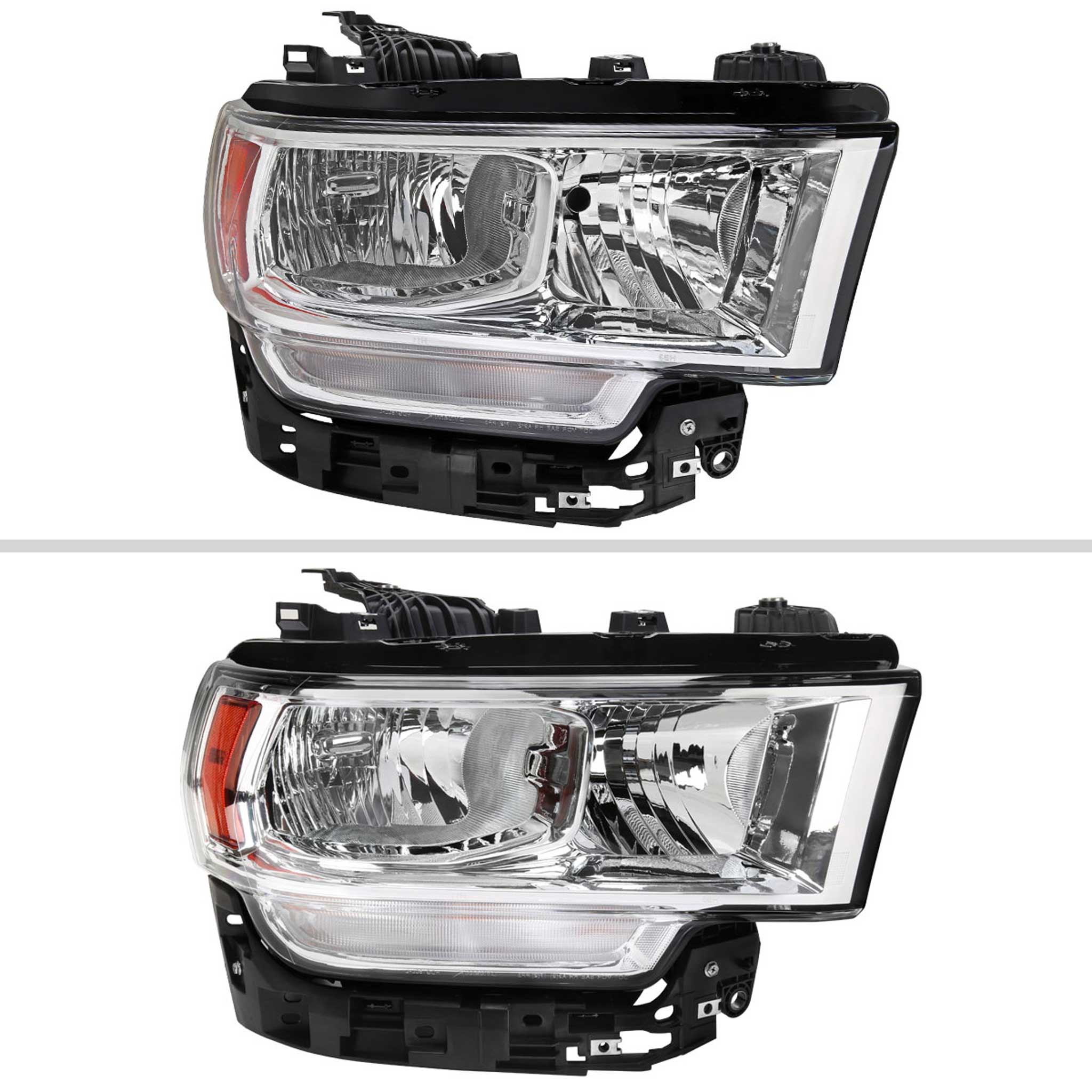 For Dodge RAM 2500 3500 2019-2024 Factory Style Crystal Headlight Passenger Side Only Chrome Housing Clear Lens