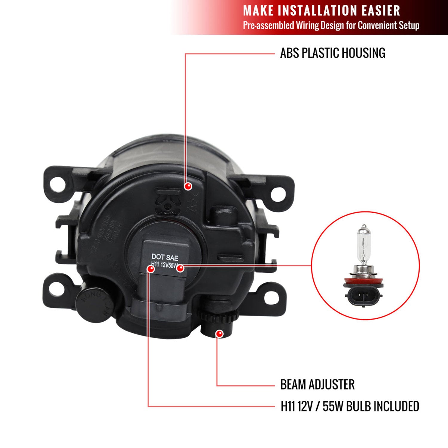 2012-2015 Honda Pilot H11 Fog Lights Kit Chrome Housing/Clear Lens