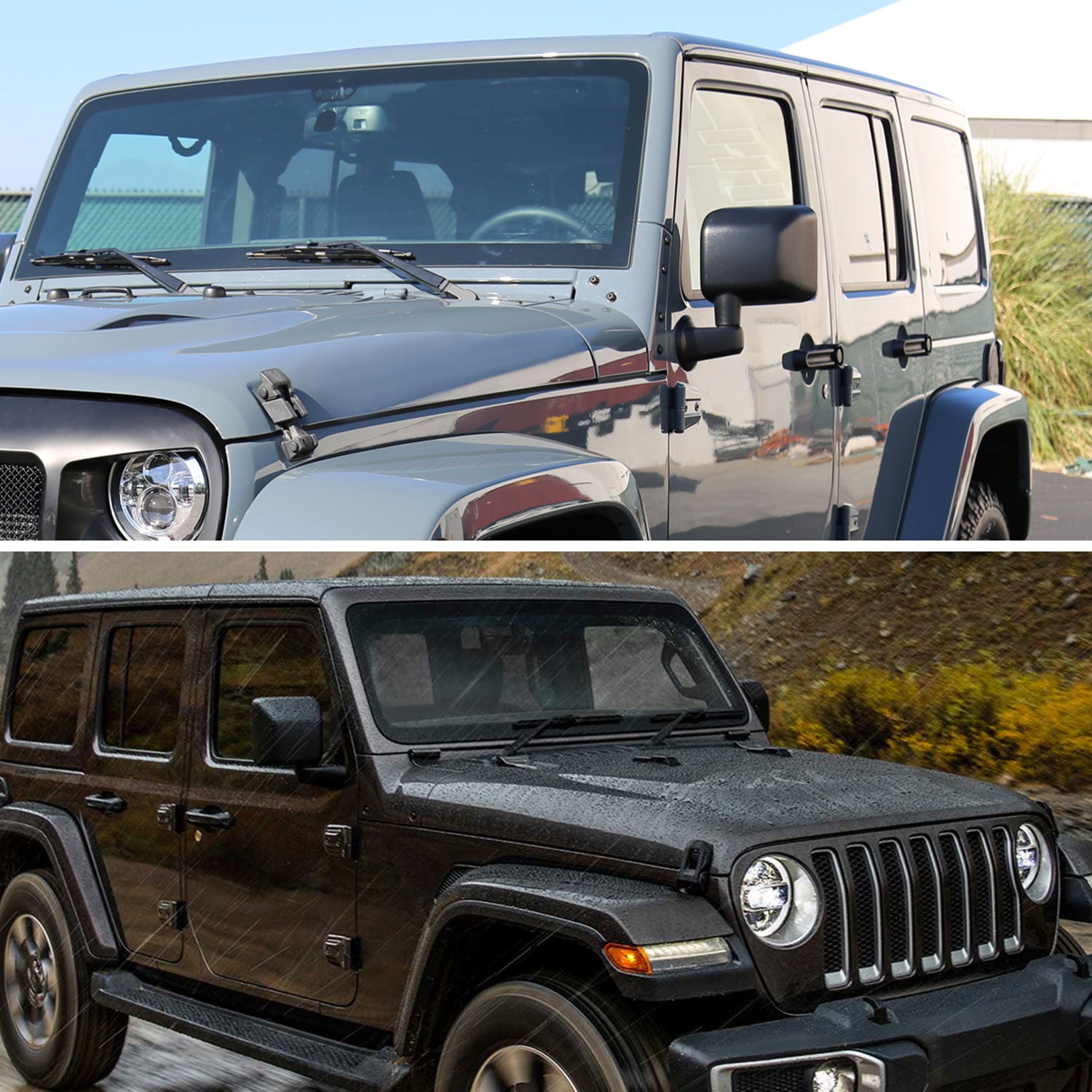 2007-2018 Jeep Wrangler JK Black Manual Adjustable Side Mirrors