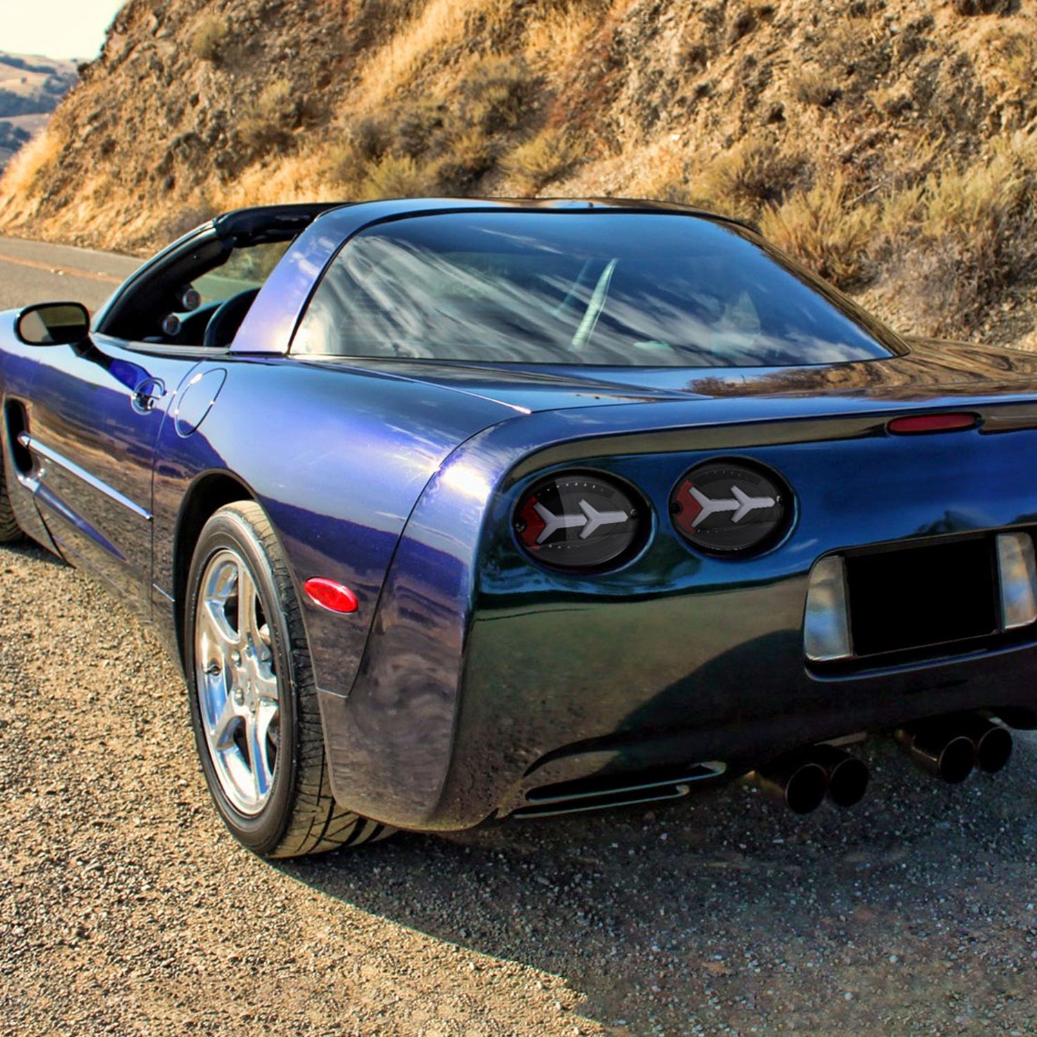 1997-2004 Chevy Corvette C5 4 PC White LED Bar Tail Lights Matte Black/Clear