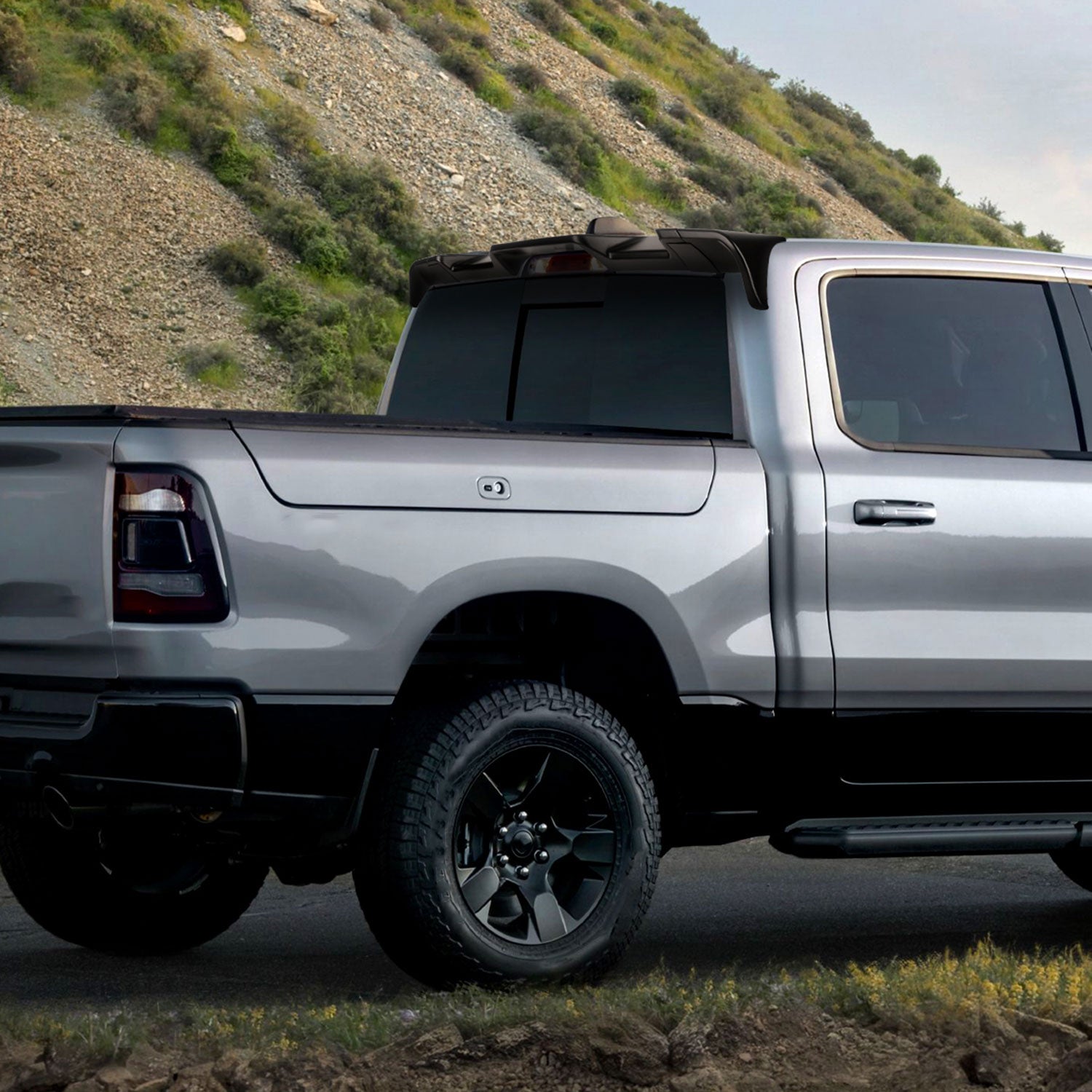 2013-2018 Dodge RAM 1500 Rear Roof Matte Black Truck Spoiler Wing Kit