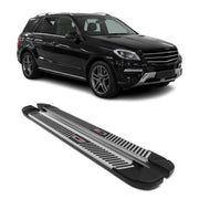 2012-2015 Mercedes ML Class W166 Running Boards Side Steps Silver & Black