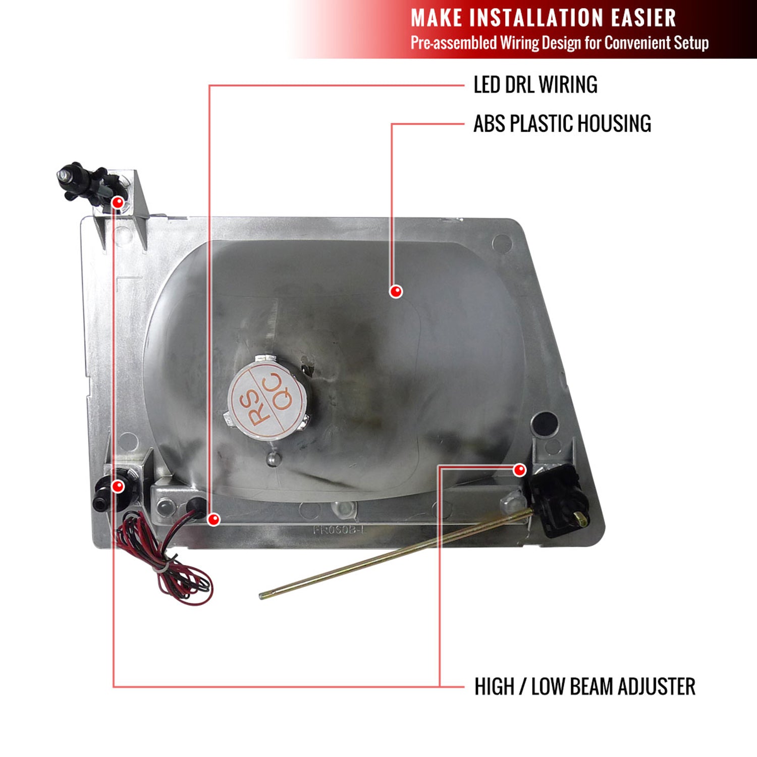 1992-2006 Ford Econoline Factory Headlights w/SMD LED Light Strip Chrome/Clear