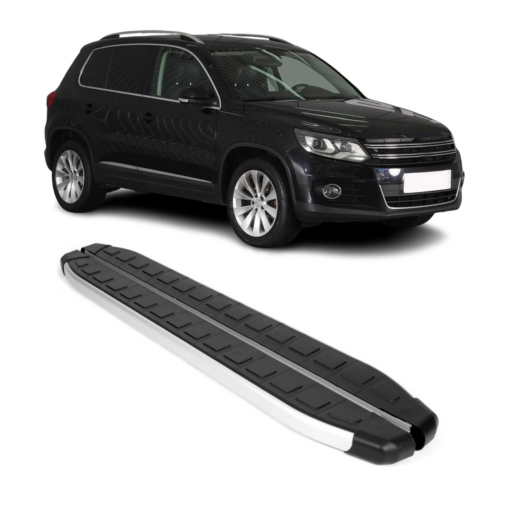 2009-2017 VW Tiguan Running Boards Side Steps Silver & Black