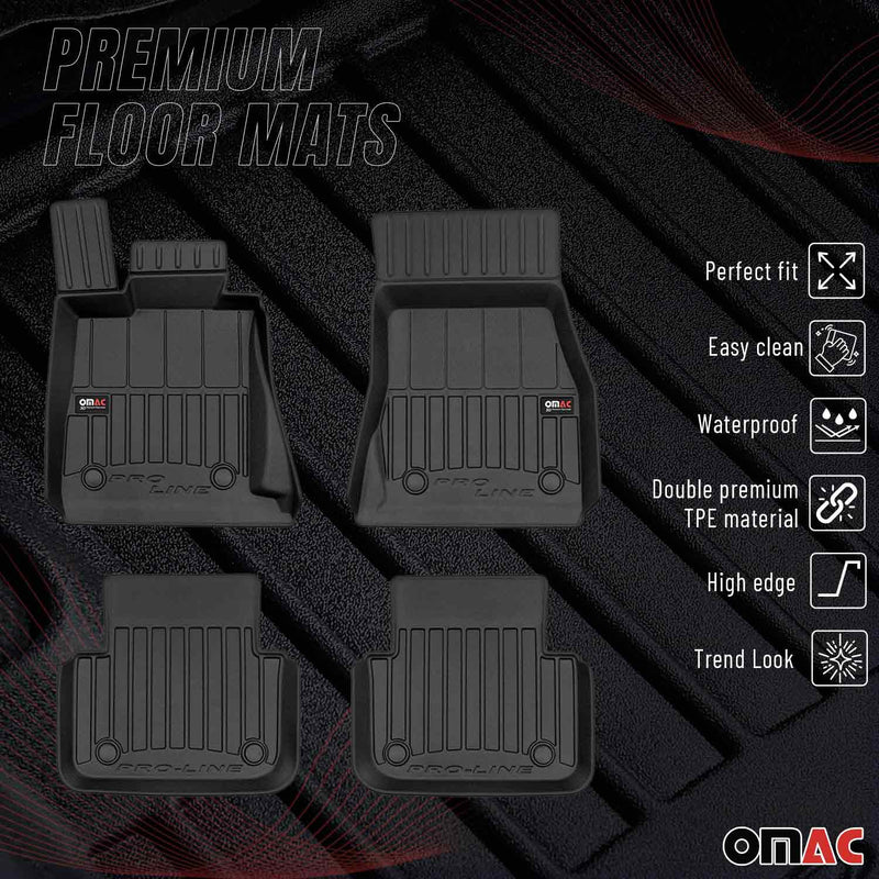 2020-2025 BMW 8 Series G16 Gran Coupe Premium Floor Mats Liners Full Set All Weather Heavy Duty Black