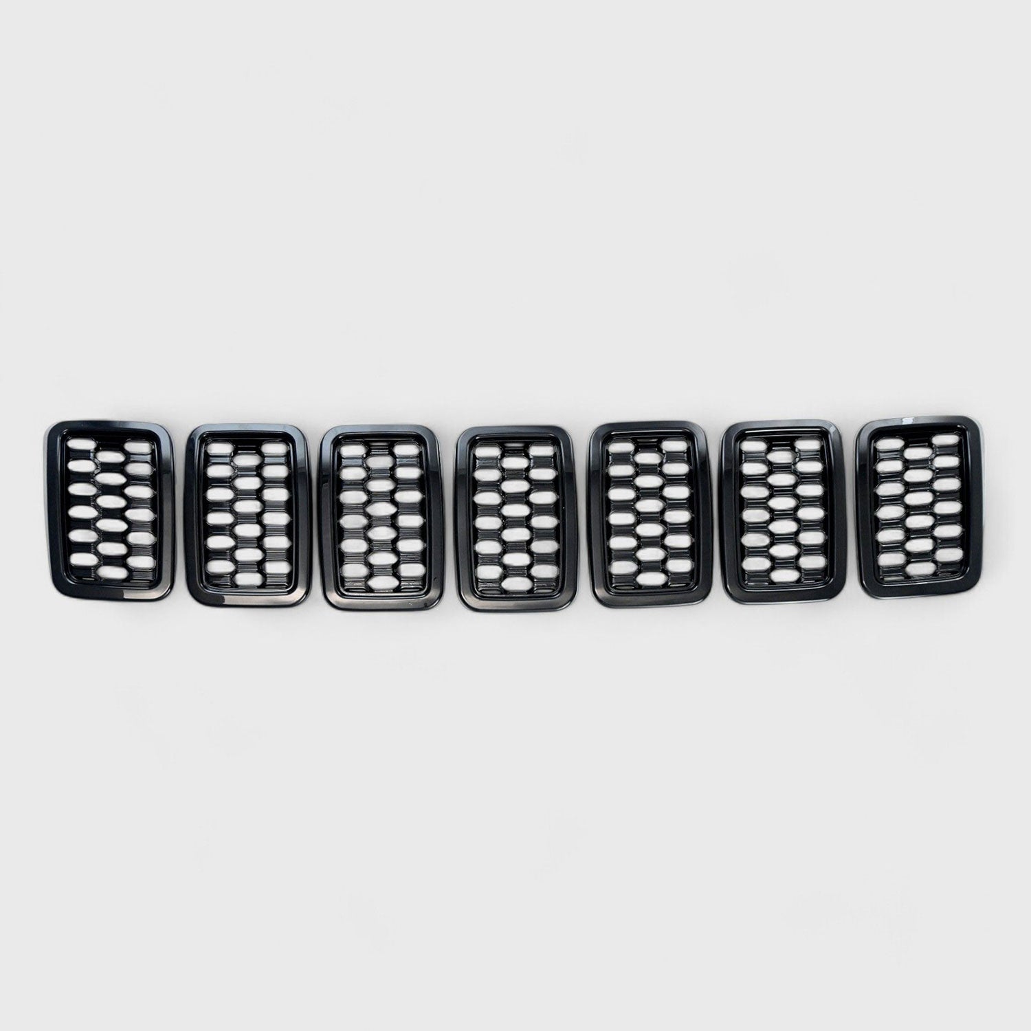 2017-2021 Jeep Grand Cherokee Grille Overlay Gloss Black 7Pcs ABS Plastic