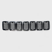 2017-2021 Jeep Grand Cherokee Grille Overlay Gloss Black 7Pcs ABS Plastic