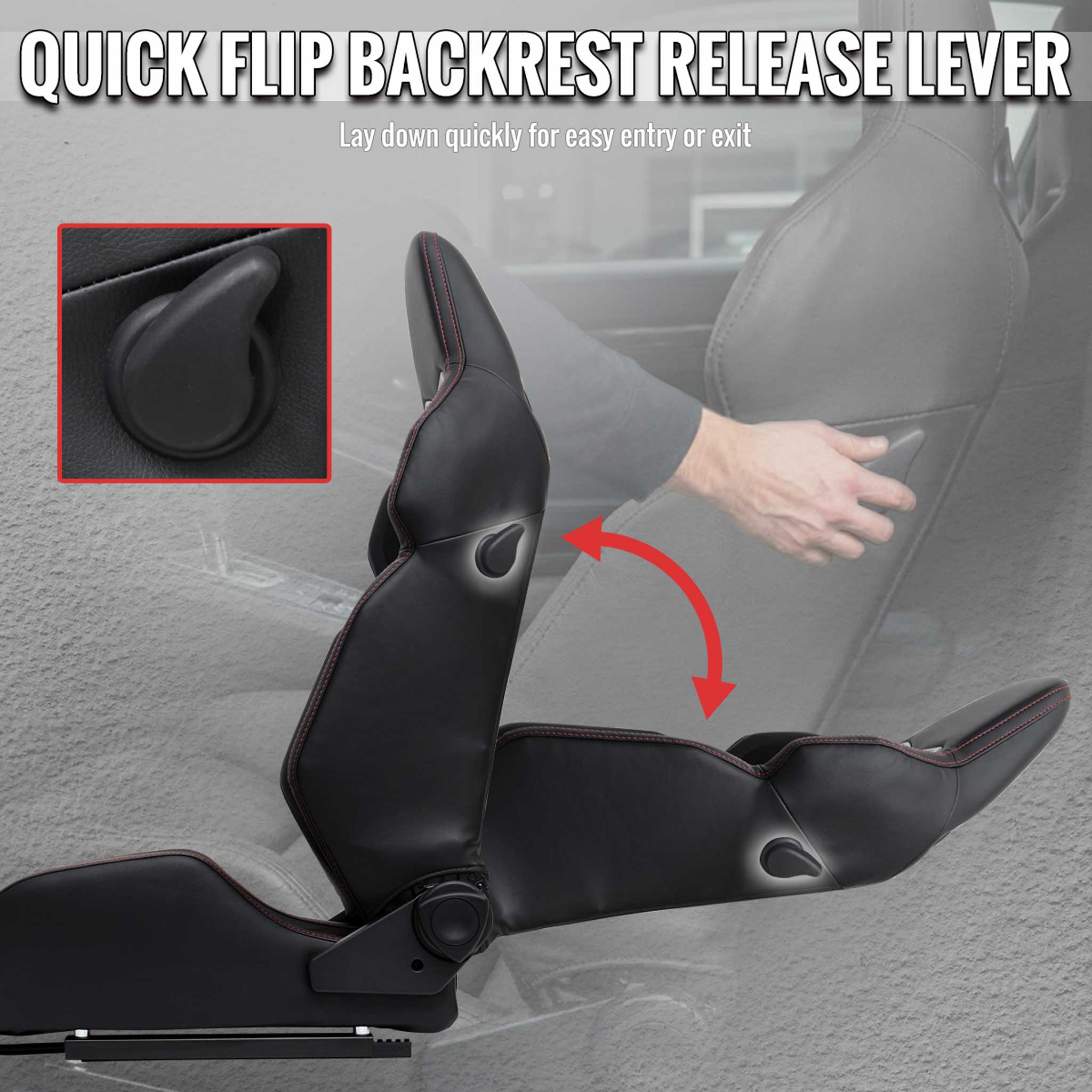 Universal Racing Seat Black Pu And Black Suede With Double Black Stitch
