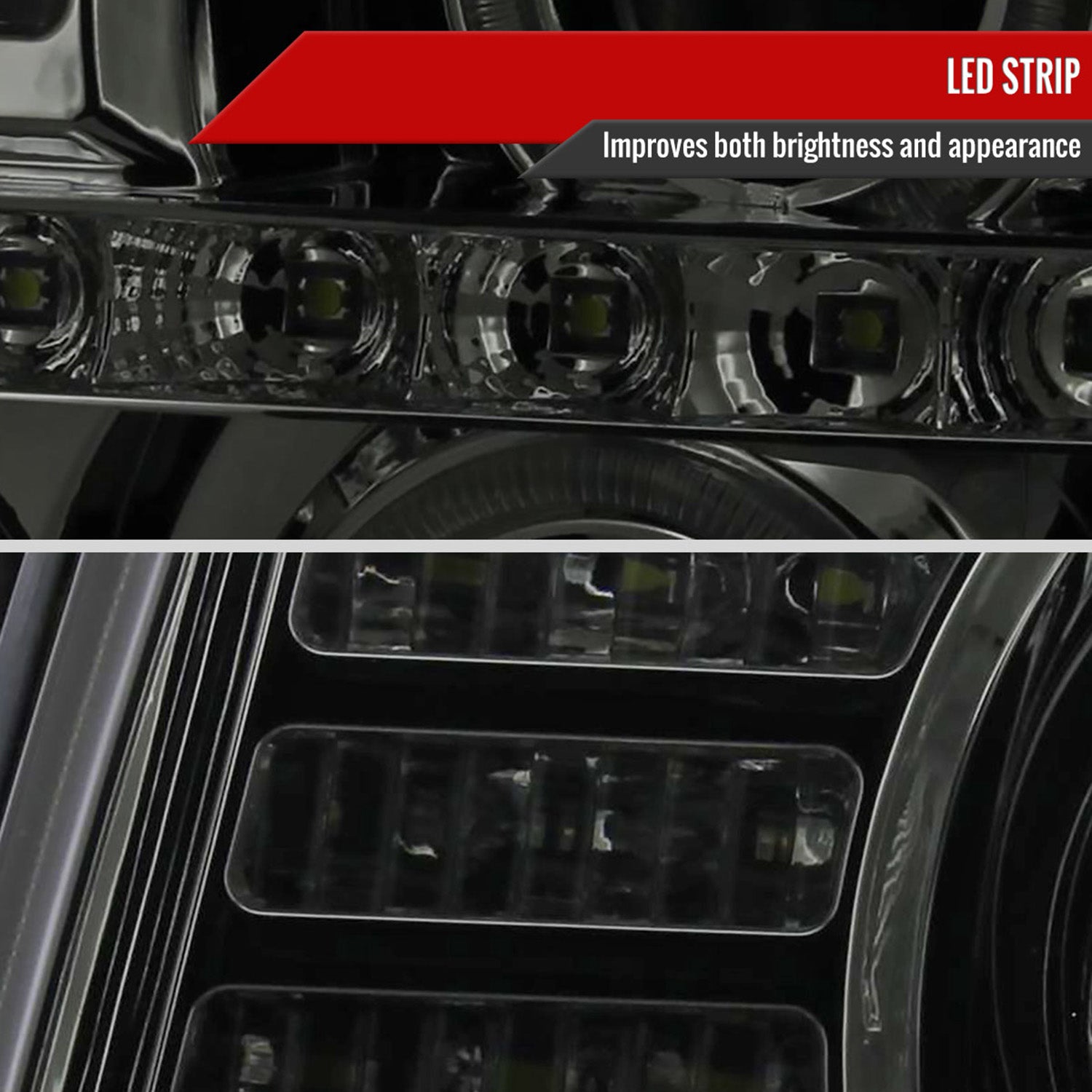 2002-2006 Cadillac Escalade Dual Halo Projector Headlights LED Light Smoke