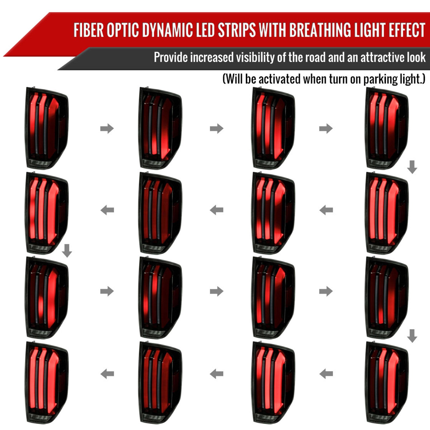 2014-2021 Toyota Tundra Facelift Full LED Tail Lights Signal Jet Black/Smoke