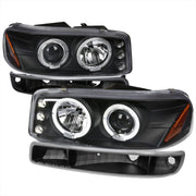 1999-2006 GMC Sierra/Yukon XL/SLT Dual Halo Headlights&Bumper Lights Black