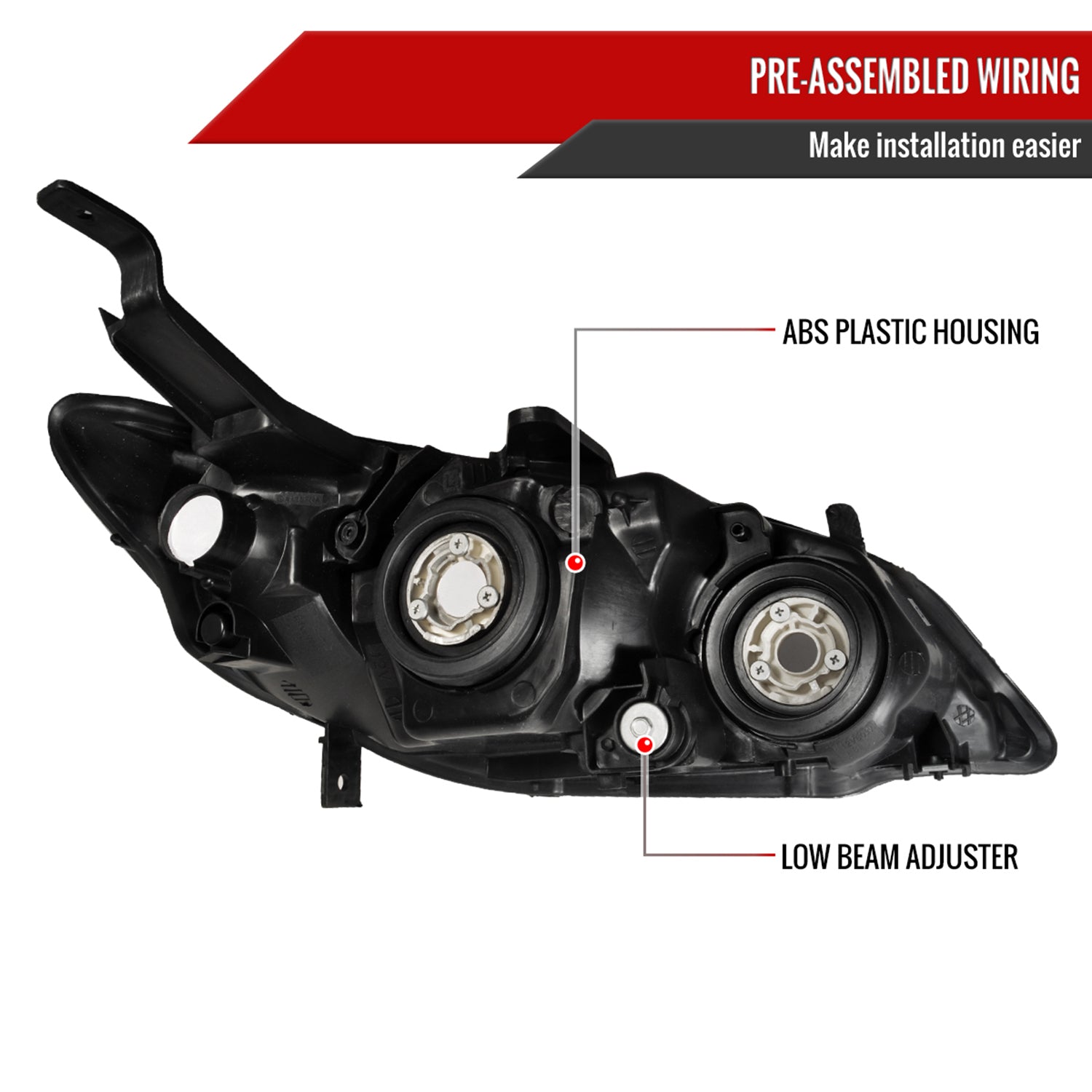 2004-2005 Honda Civic Crystal Headlights Matte Black Housing/Clear Lens