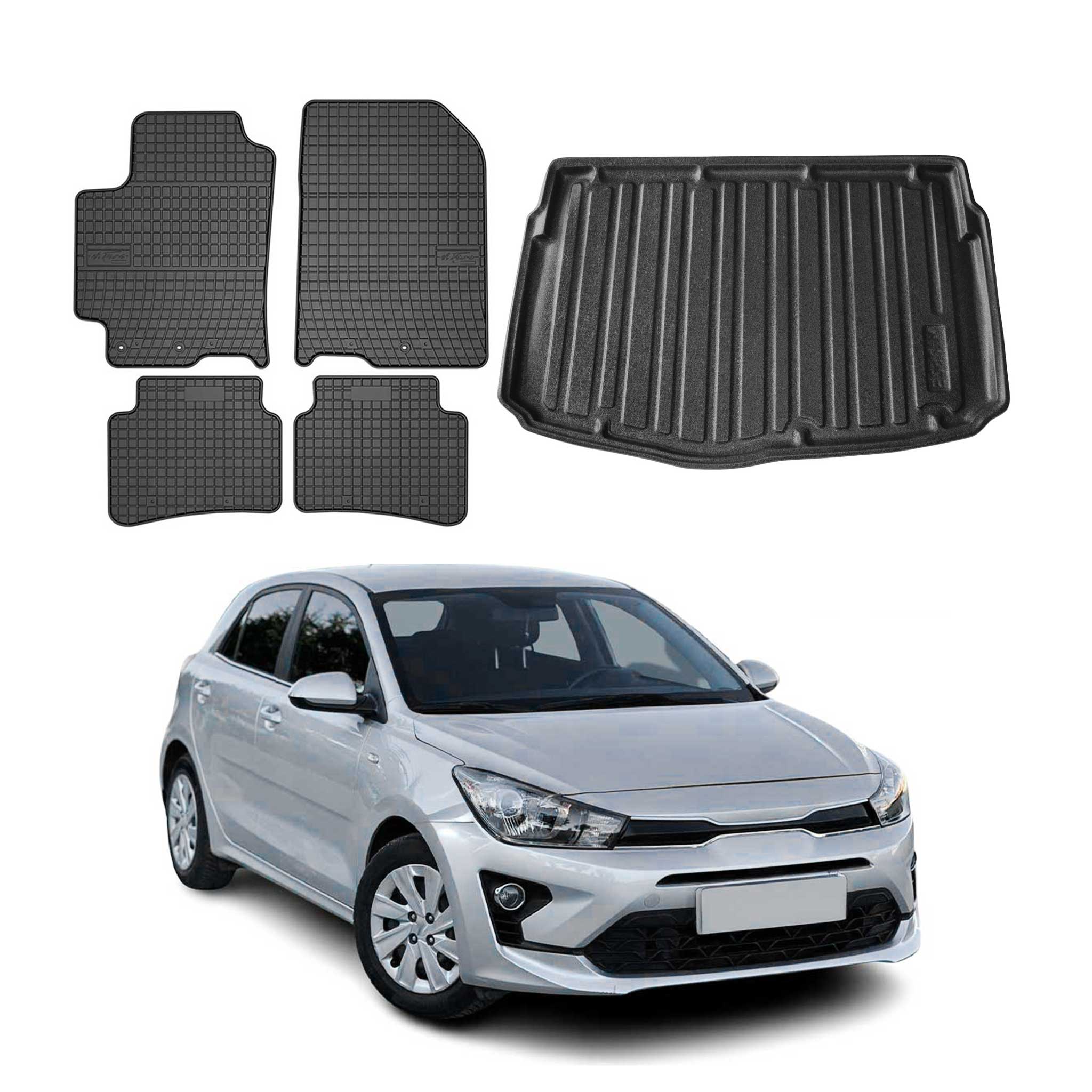 2018-2023 Kia Rio 4.gen Floor Mats & Cargo Liner Full Set All Weather Black