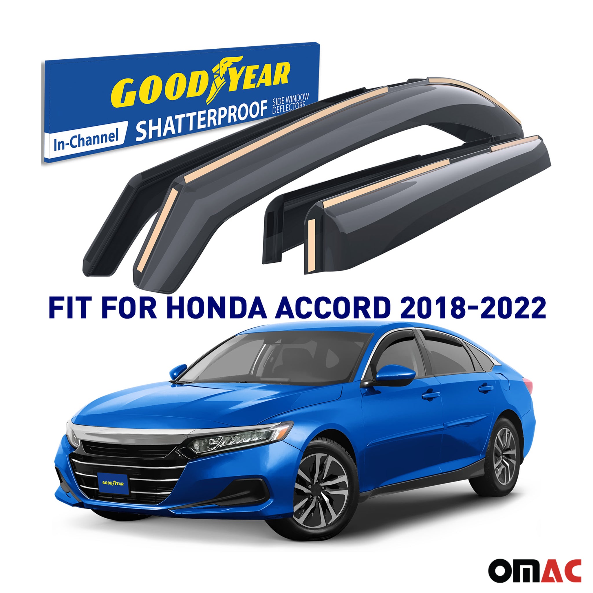 Goodyear Wind Deflectors for Honda Accord 2018-2022 In-channel Premium Smoke 4x