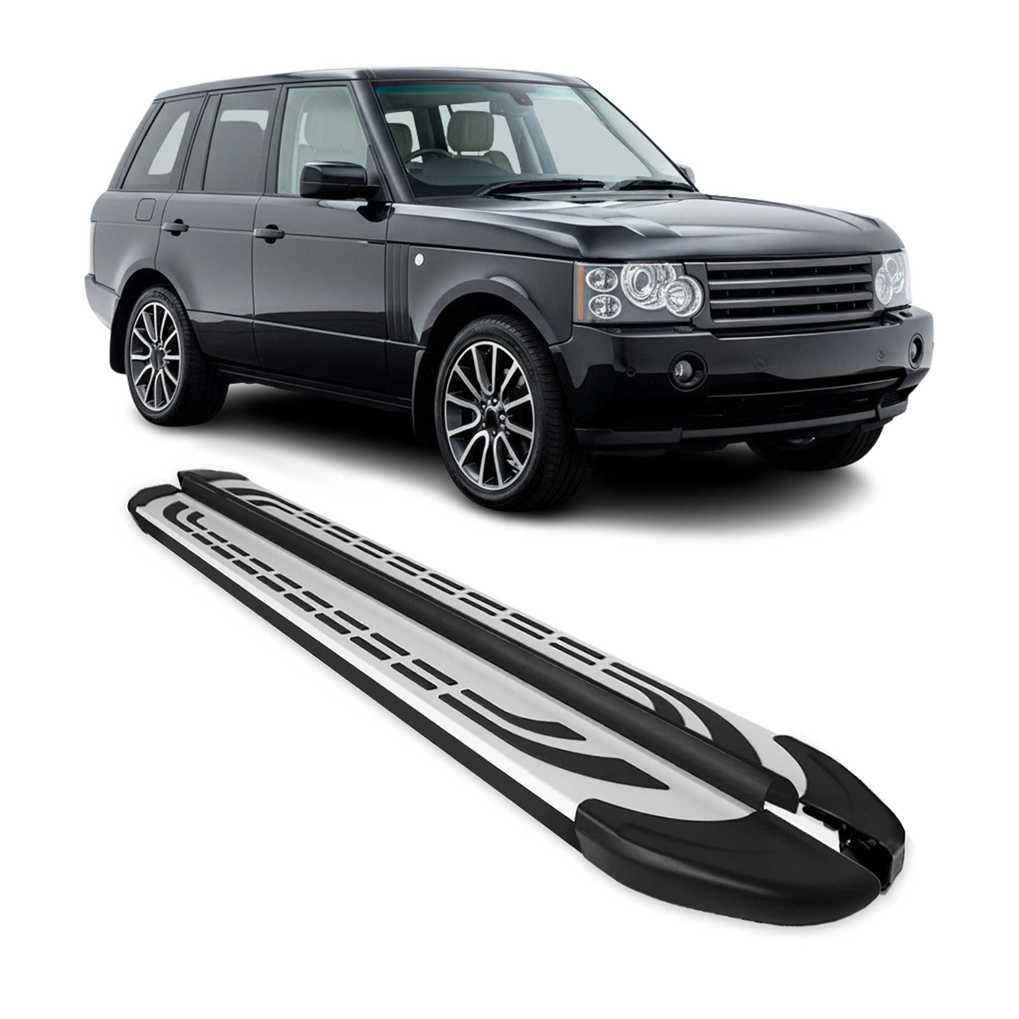 2003-2012 Land Rover Range Rover Running Boards Side Steps Silver & Bl ...