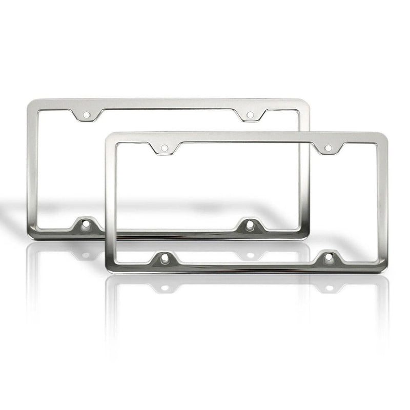 2 Pcs Chrome Stainless Steel License Plate Frame Tag Holder