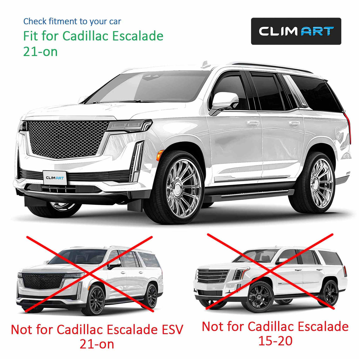 Clim Art Wind Deflectors for Cadillac Escalade Chevy Tahoe 2021-2026 Dark Smoke