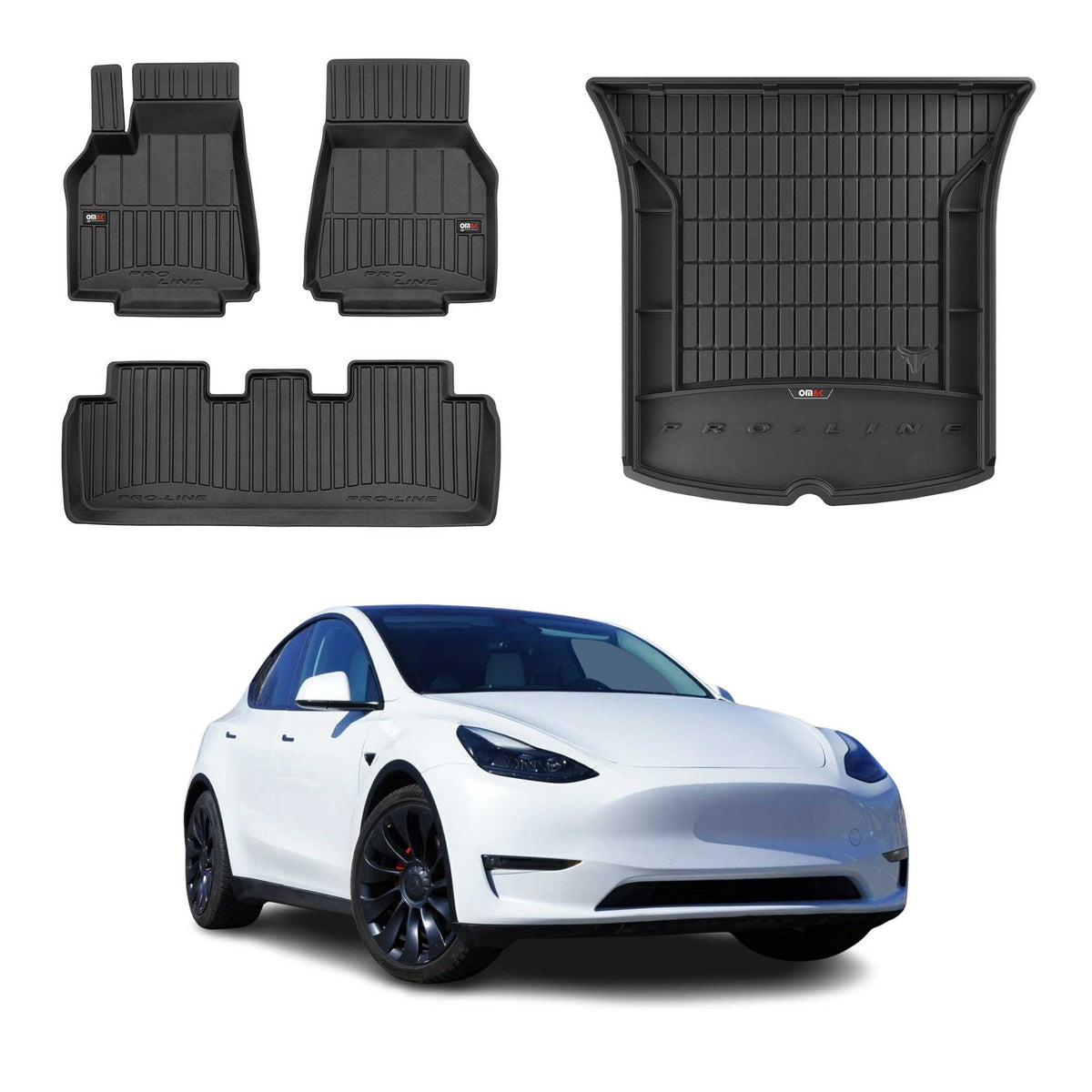 OMAC Floor Mats & Cargo Liners for Tesla Model Y 2020-2026 Black