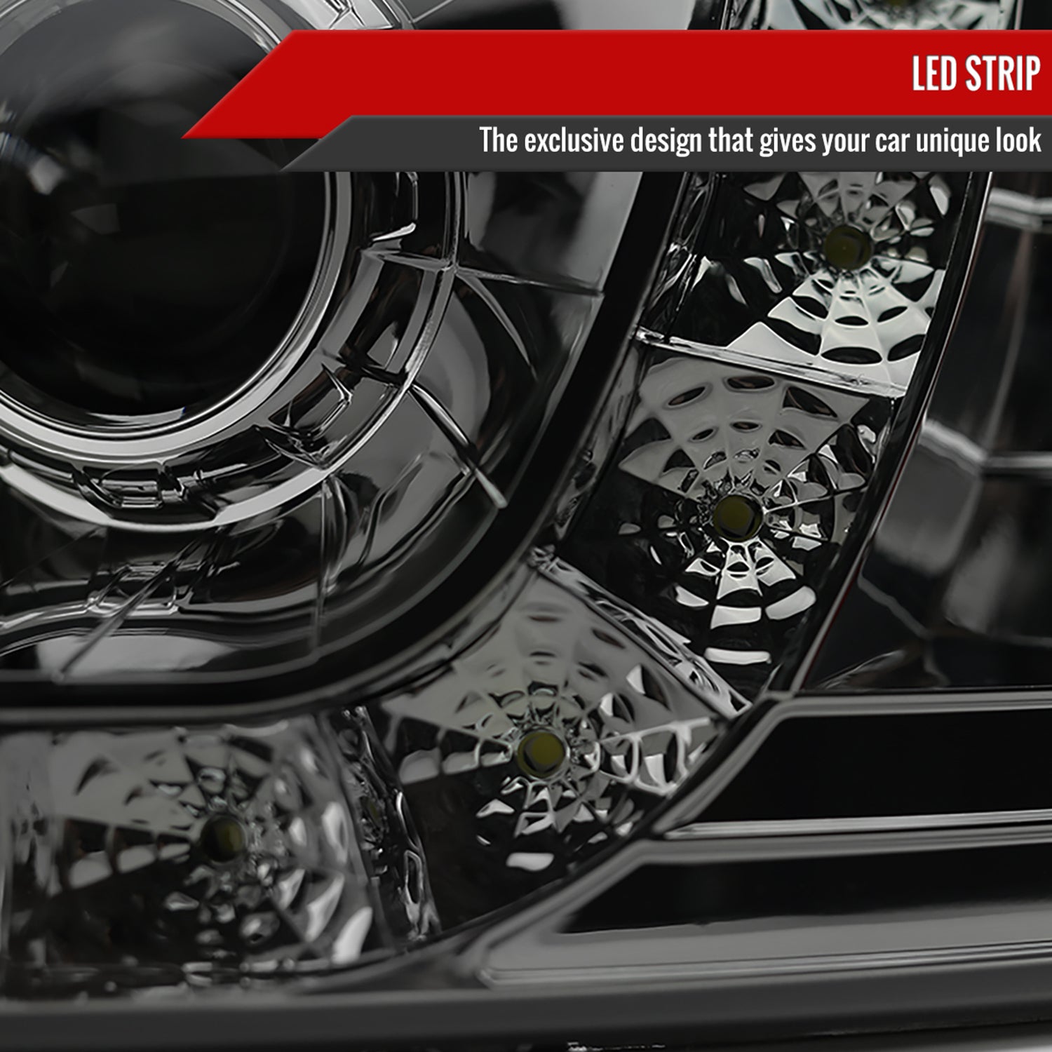 1997-2004 Ford F-150 / 1997-2002 Expedition Projector Headlights SMD LED Smoke