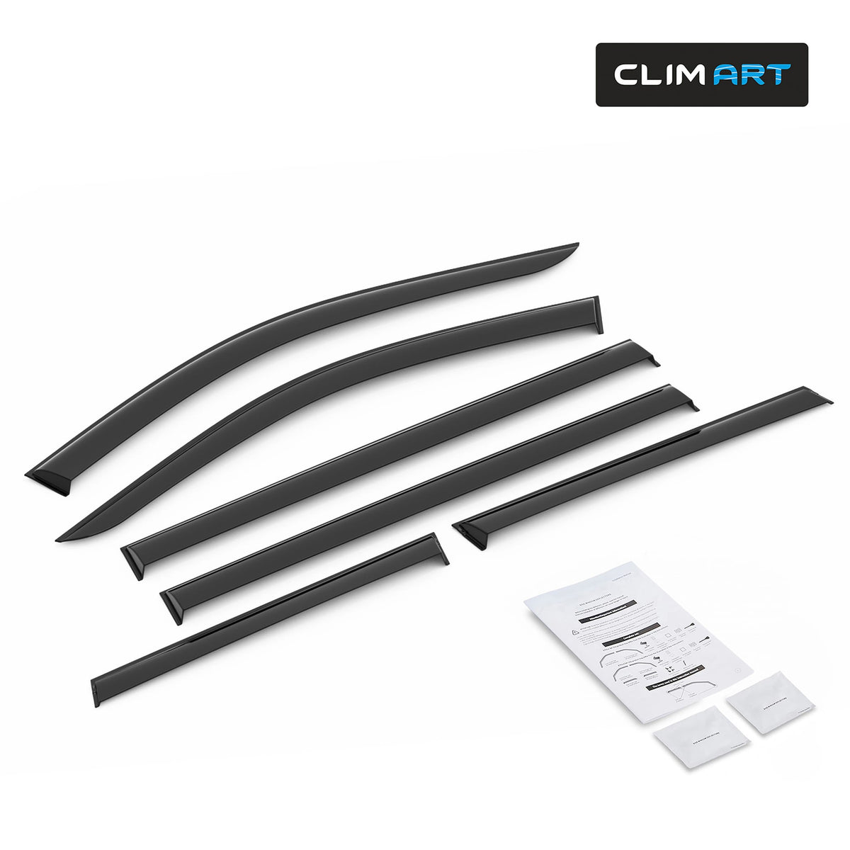 Clim Art Wind Deflectors for Jeep Grand Cherokee L 2021-2026 Tape-On Smoke 6Pcs