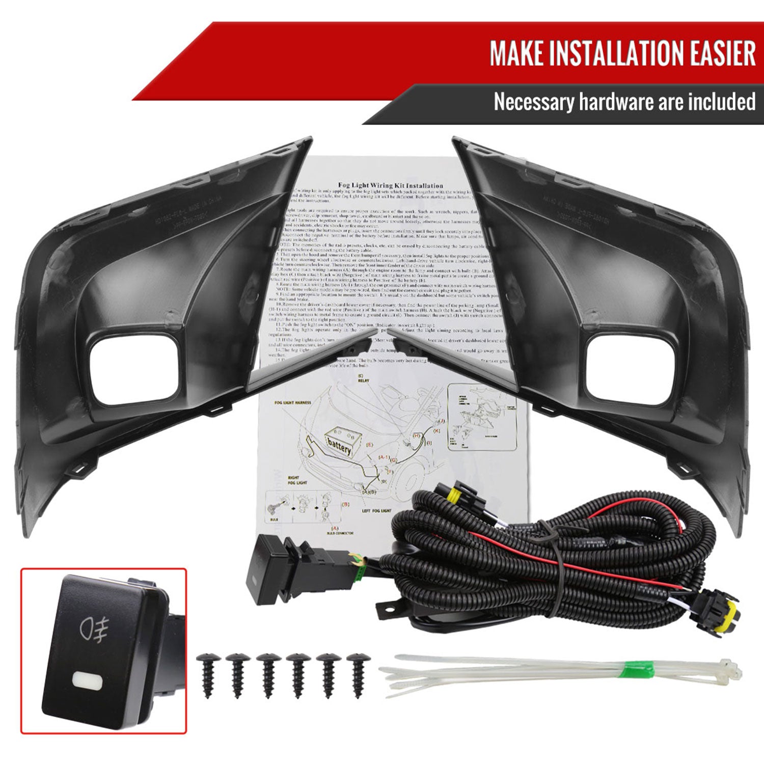 2022-2023 Honda Civic Sedan/Hatchback H8 Bumper Fog Lights Kit Chrome/Clear