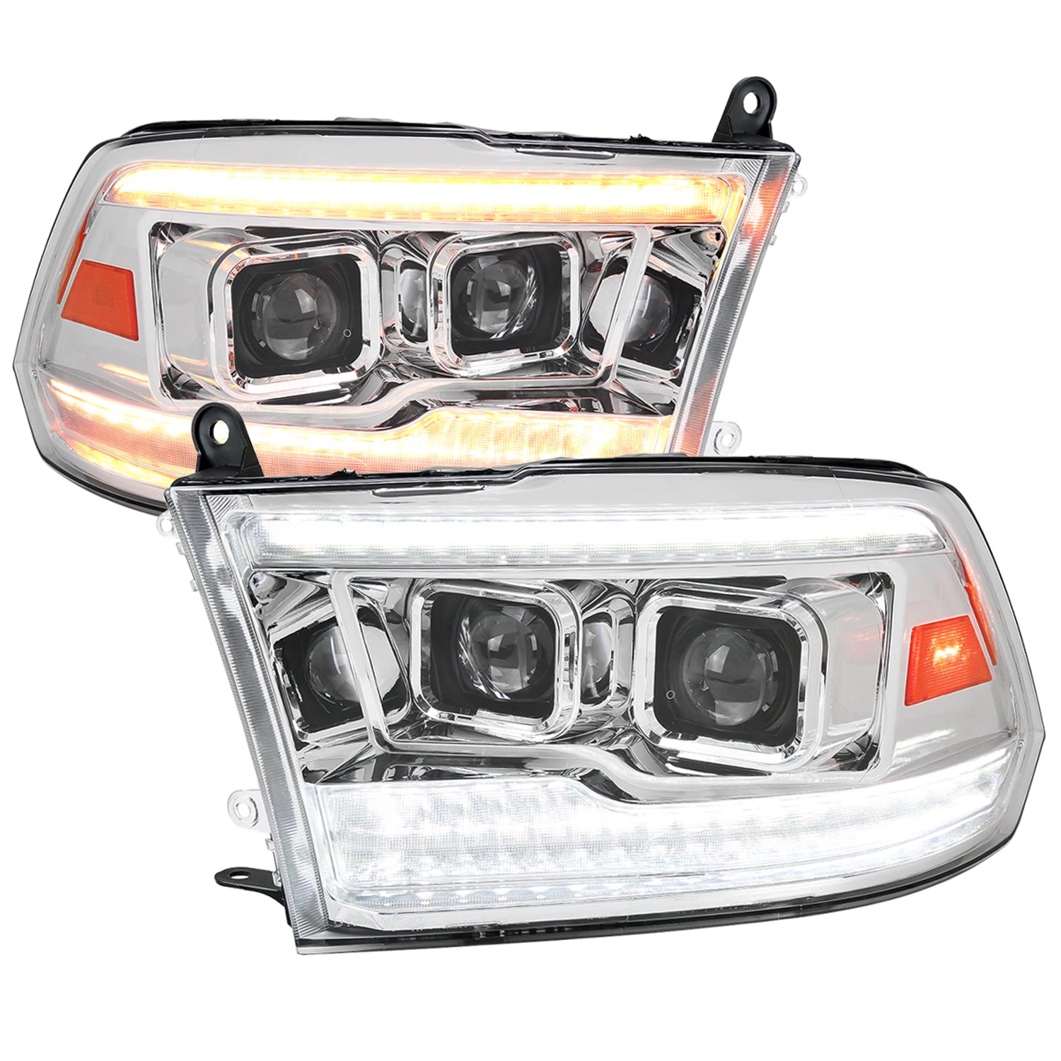 2009-2018 Dodge RAM 1500 / RAM 2500 3500 Switchback Headlights Chrome