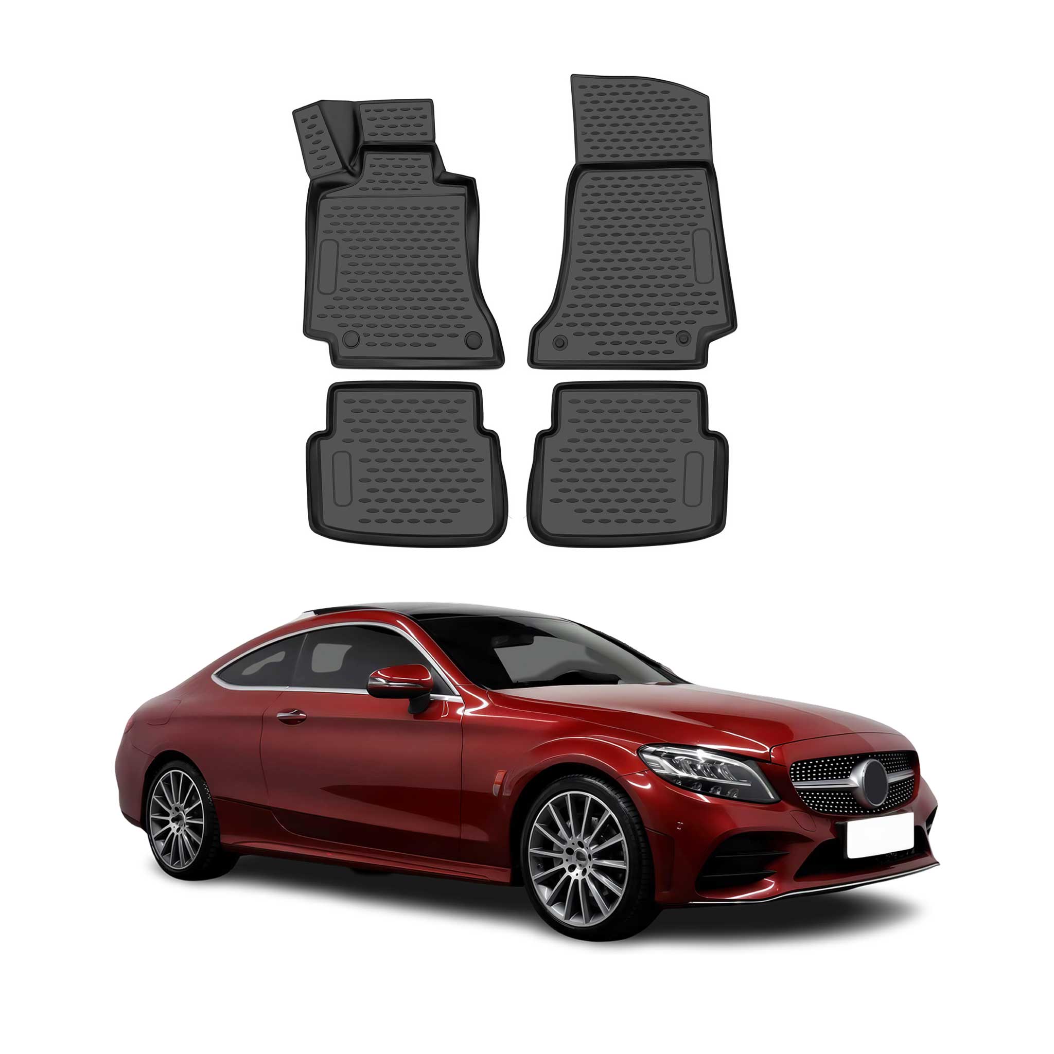 2017-2023 Mercedes C Class C205 Coupe Floor Mats Liners Full Set All Weather Black