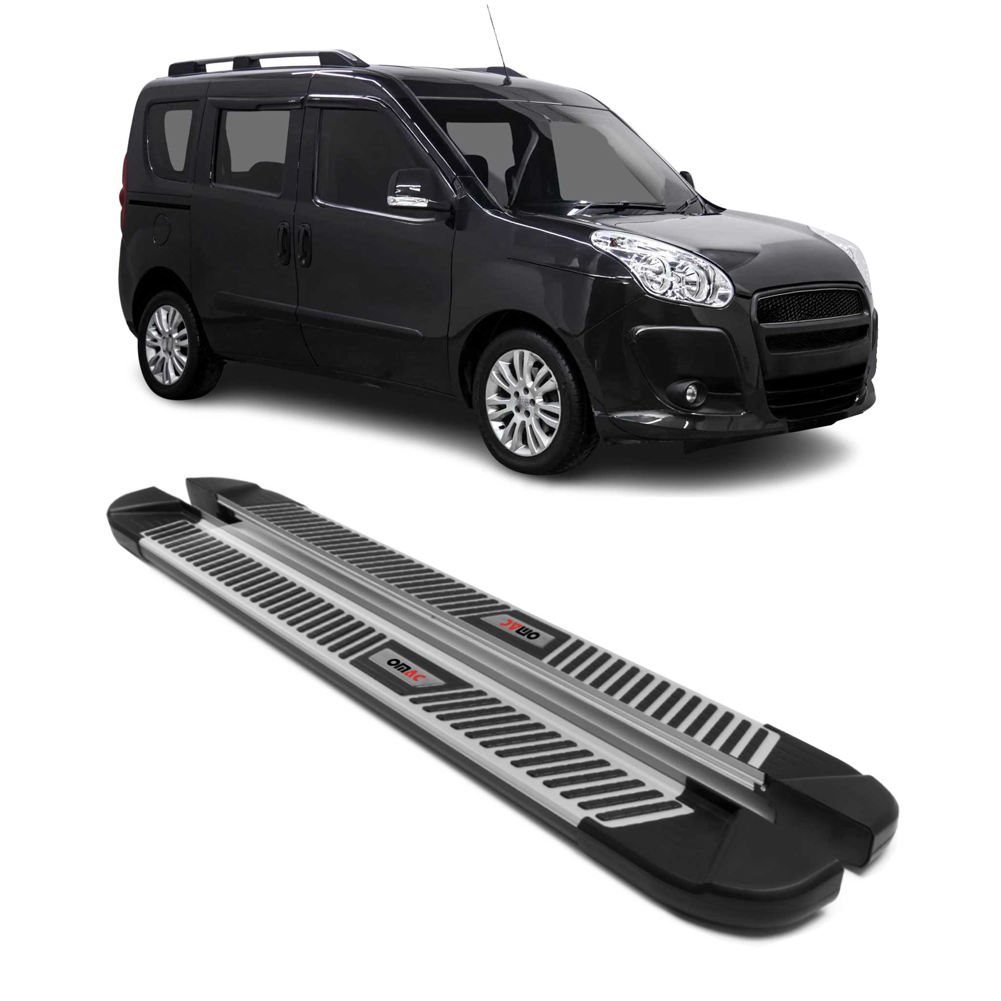 2015-2022 RAM ProMaster City Running Boards Side Steps Silver & Black