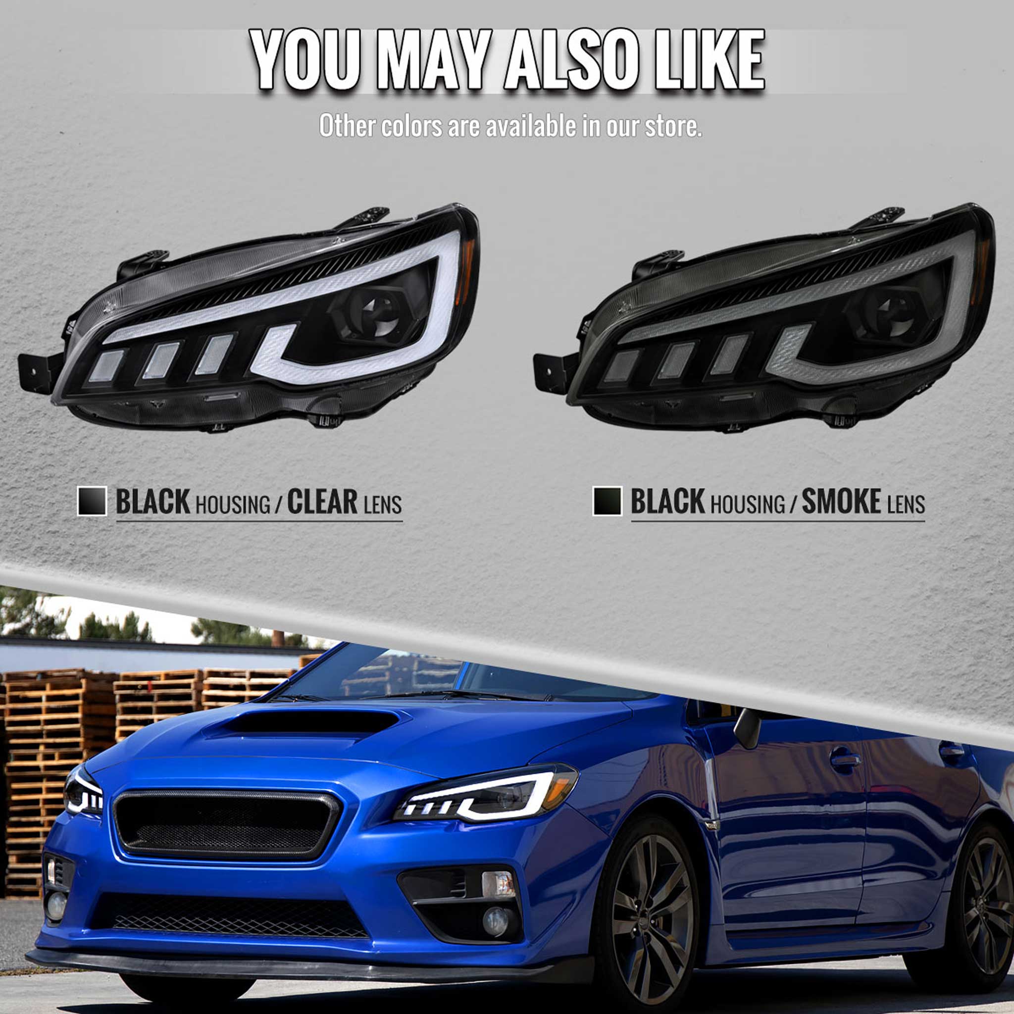 For Subaru Impreza WRX STI 2015-2021 Projector Headlights Sequential LED Switchback DRL Black Housing Smoked Lens
