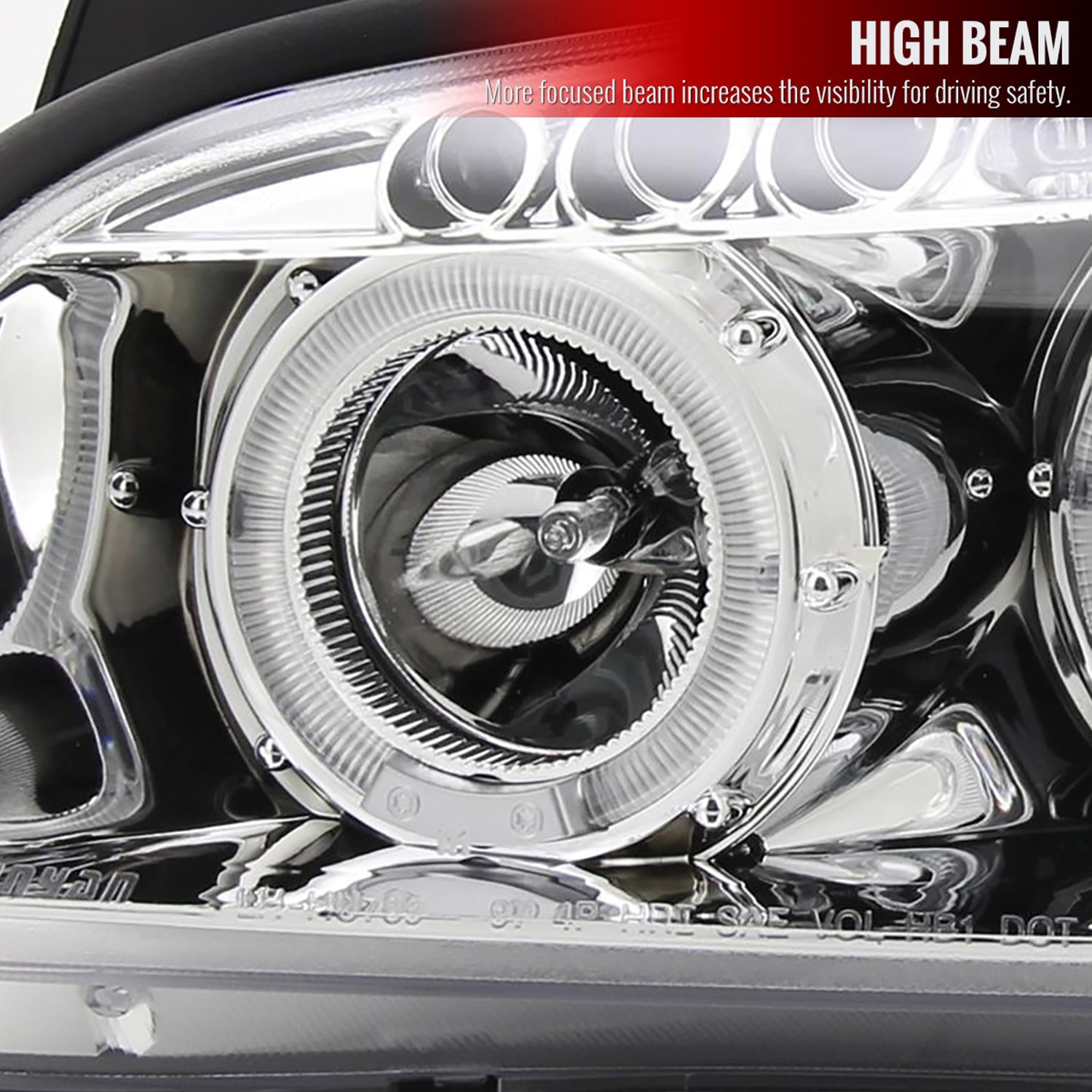 2000-2001 Nissan Maxima Dual Halo Projector Headlights Chrome/Clear Lens